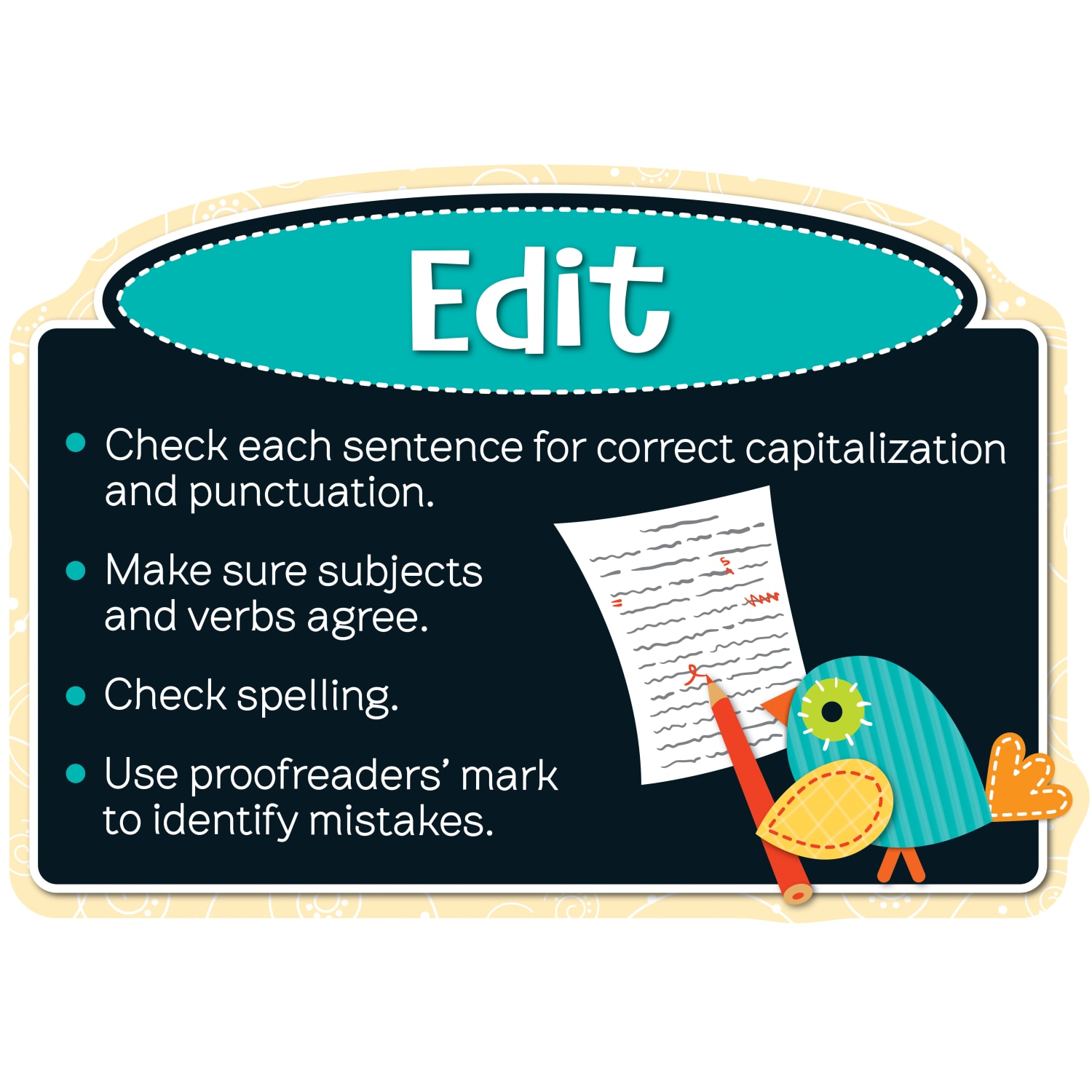 Carson-Dellosa Boho Birds Writing Process Bulletin Board Set, Multicolor, Grades 3-8 - Image 5