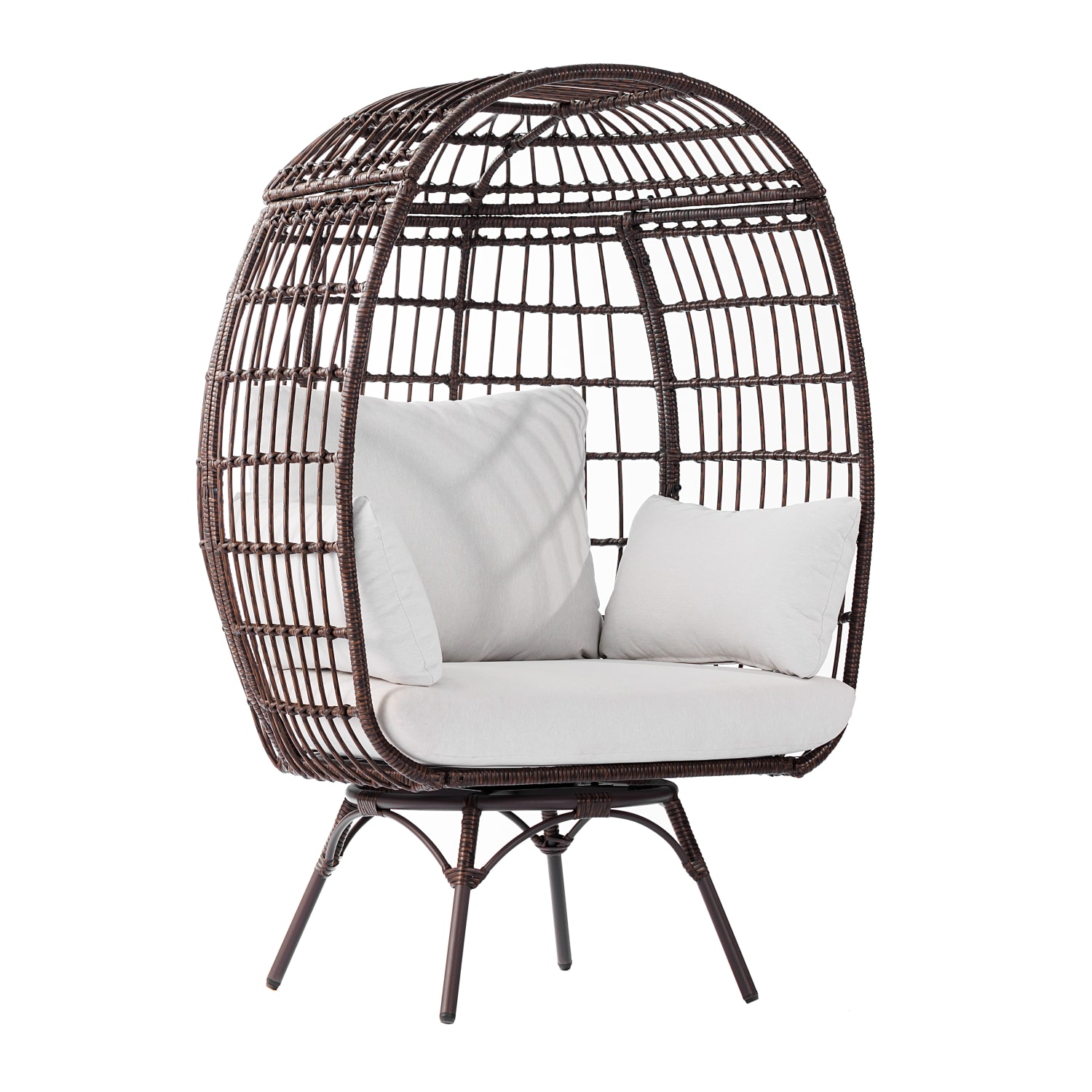 Flash Furniture Zola Commercial Indoor/Outdoor Oversized Wicker Egg Swivel Lounge Chair with 4 Cushions  - SBC335BRCR