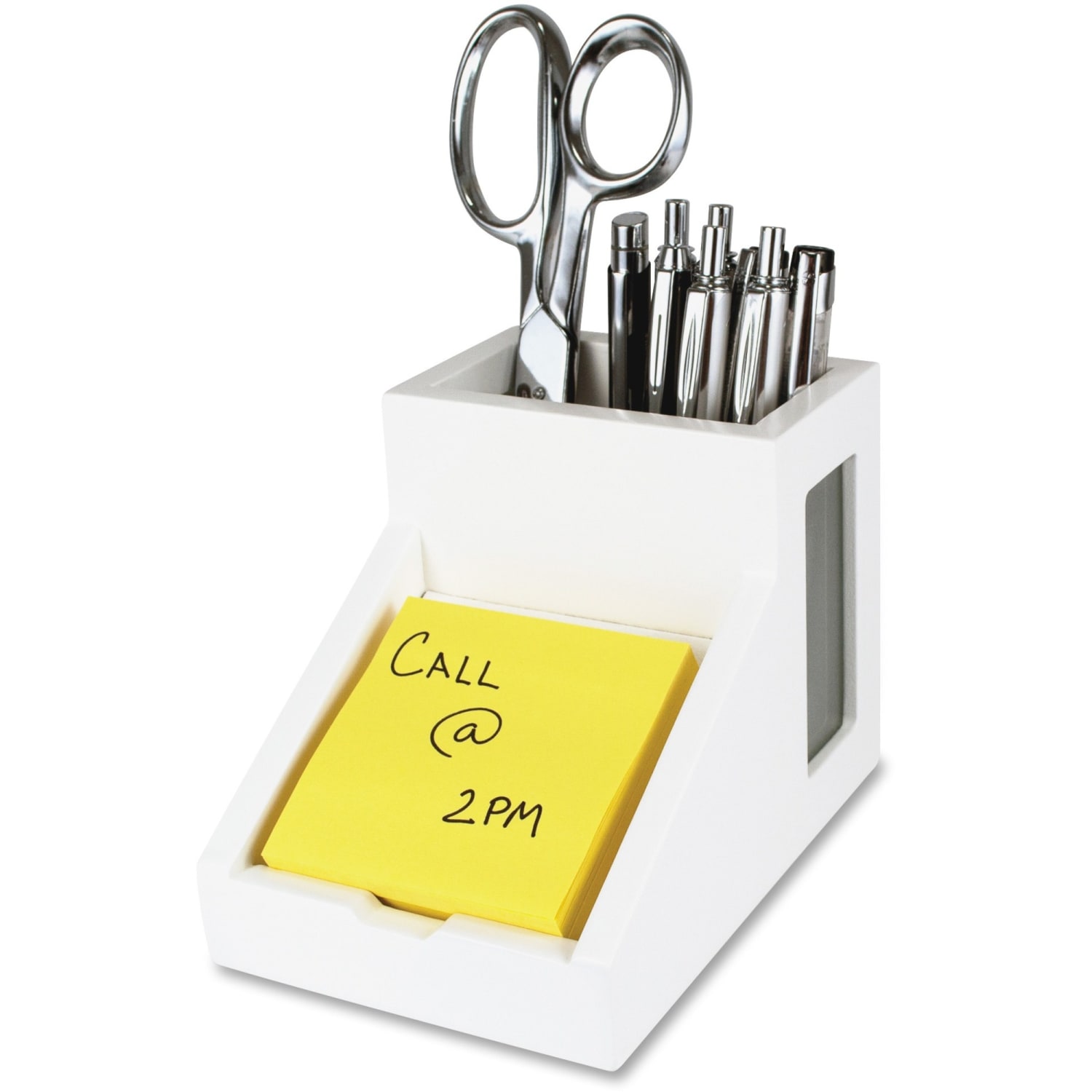 Victor Pure White Collection Pencil Cup With Note Holder, 4inH x 4 1/2inW x 6 3/10inD, White - Image 3