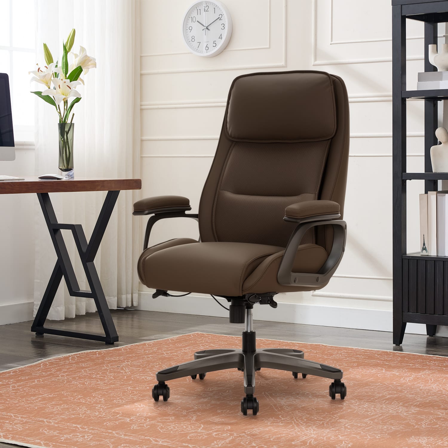 Serta® SmartLayers™ Mosby Ergonomic Vegan Leather High-Back Executive Office Chair, Brown