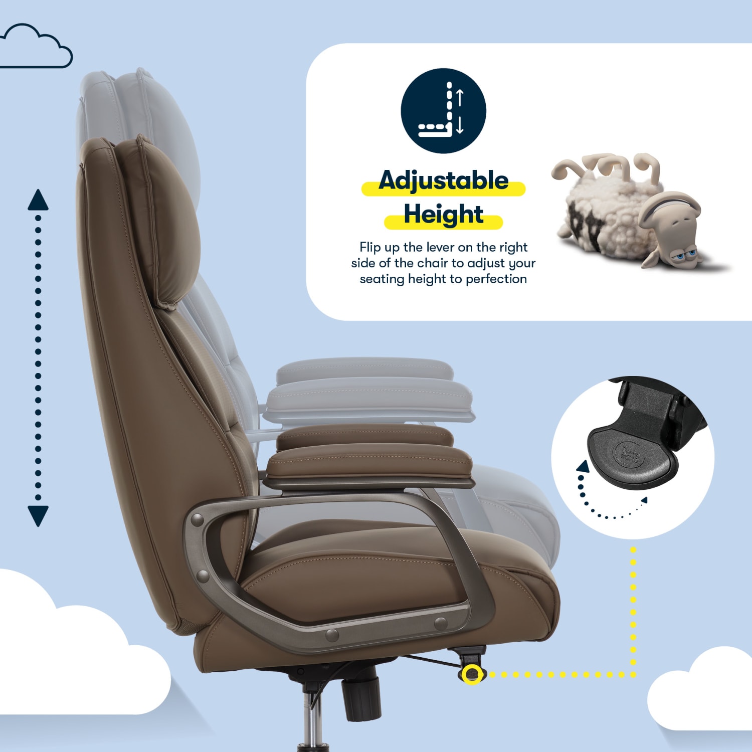 Serta® SmartLayers™ Mosby Ergonomic Vegan Leather High-Back Executive Office Chair, Brown - Image 4