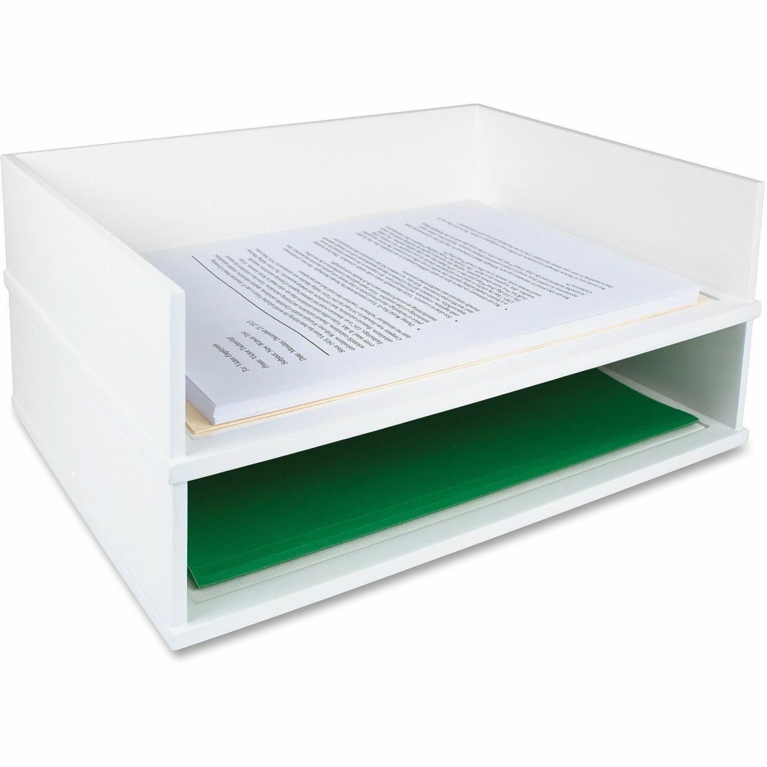Victor Stacking Letter Tray, 3 1/5inH x 10 11/16inW x 13 1/4inD, Pure White - Image 3
