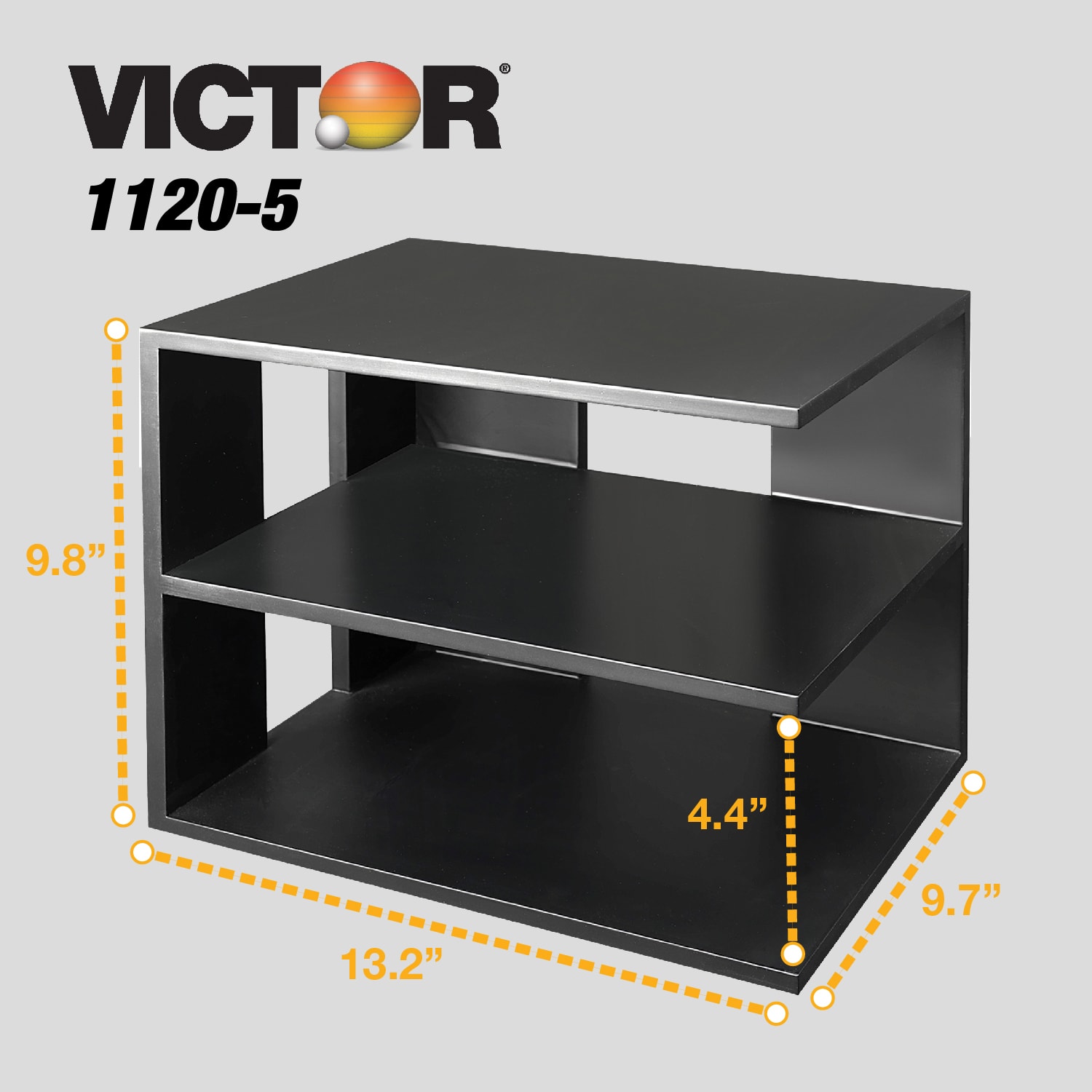Victor Midnight Black Collection Corner Shelf, 13 1/2inH x 13 1/2inW x 10 1/2inD, Black - Image 4