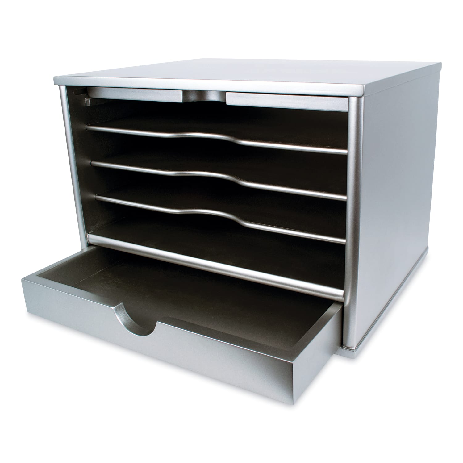 Victor Desktop Organizer, 9 3/4inH x 14inW x 10 3/4inD, Classic Silver