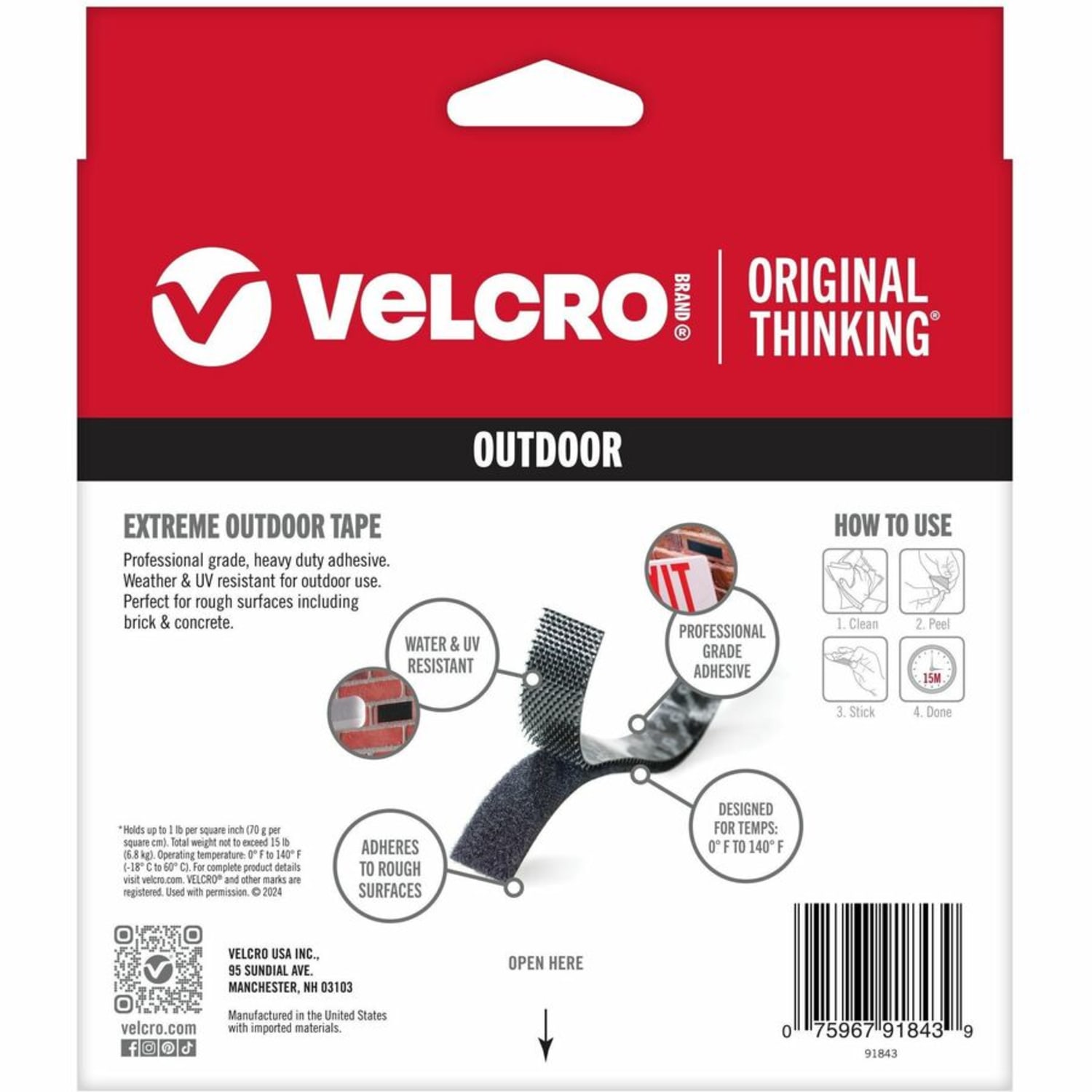 VELCRO Brand Industrial Strength Velcro Self Stick Tape, 10inW x 1ft, Black - Image 4