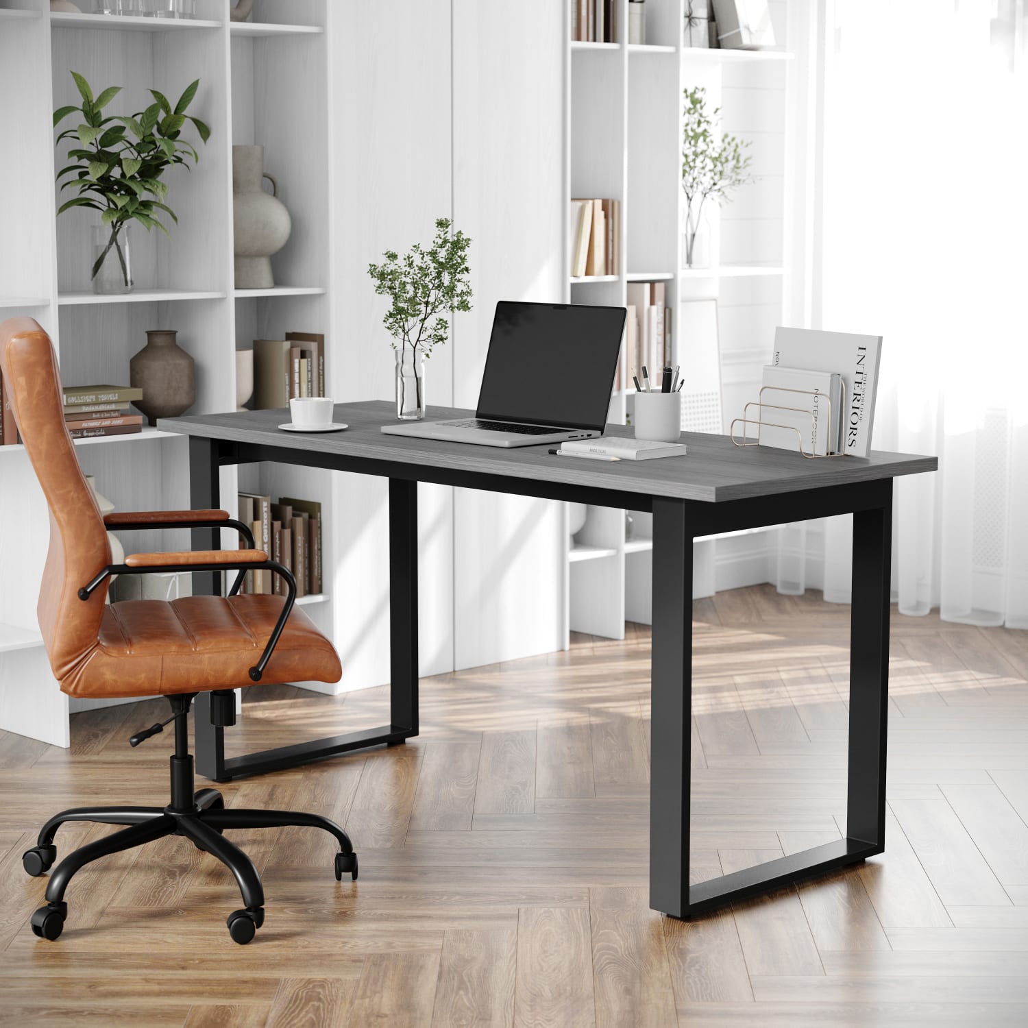 Flash Furniture Redmond Commercial 60x24 Conference Table, PVC Edging and Heavy Duty U-Frame Steel Base, Gray Oak - MTM6024LTGRYUBF