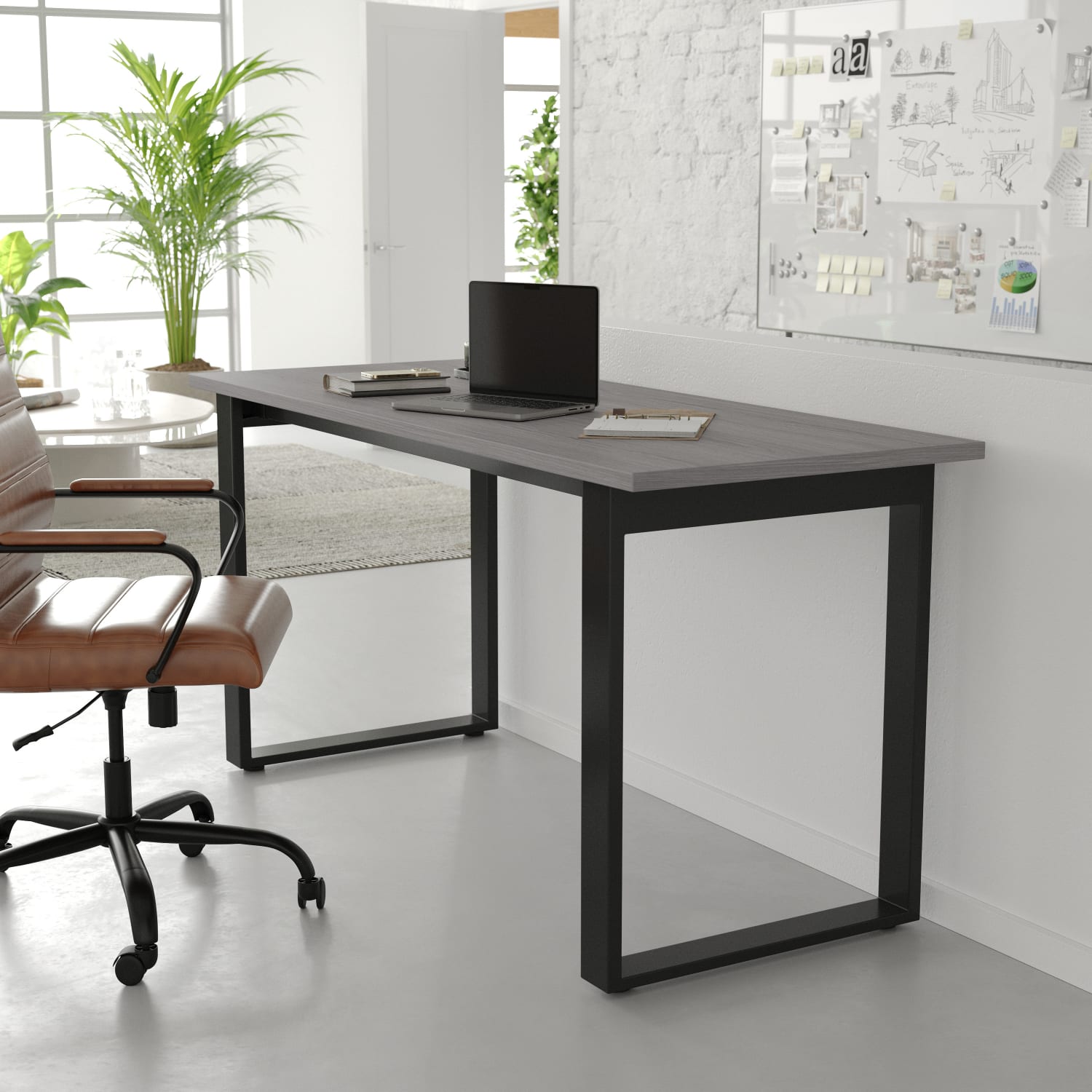 Flash Furniture Redmond Commercial 60x24 Conference Table, PVC Edging and Heavy Duty U-Frame Steel Base, Gray Oak - MTM6024LTGRYUBF - Image 6