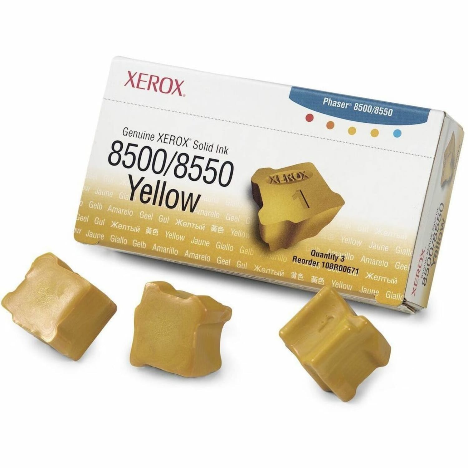 Xerox 8500 Phaser Yellow Solid Ink, Pack Of 3, 108R00671 - Image 3