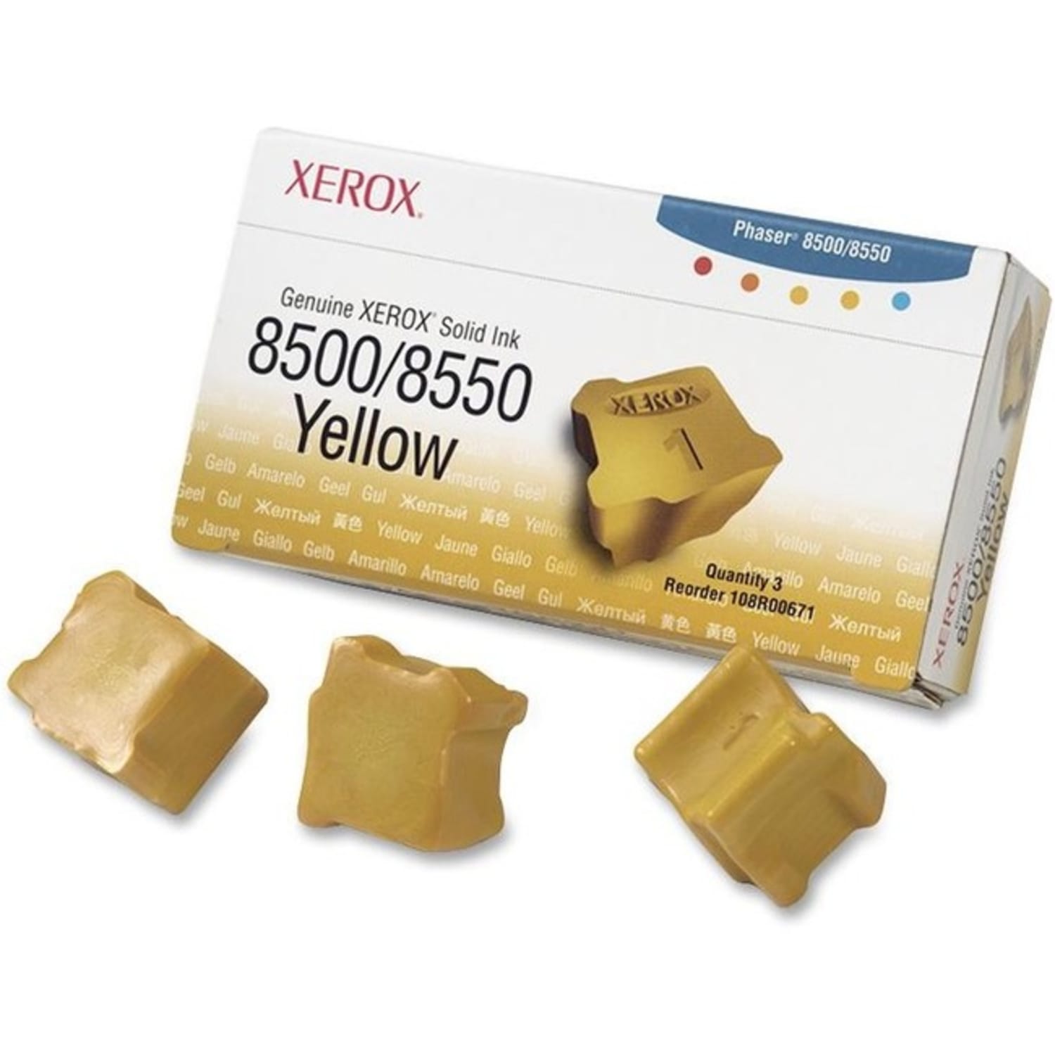 Xerox 8500 Phaser Yellow Solid Ink, Pack Of 3, 108R00671 - Image 5