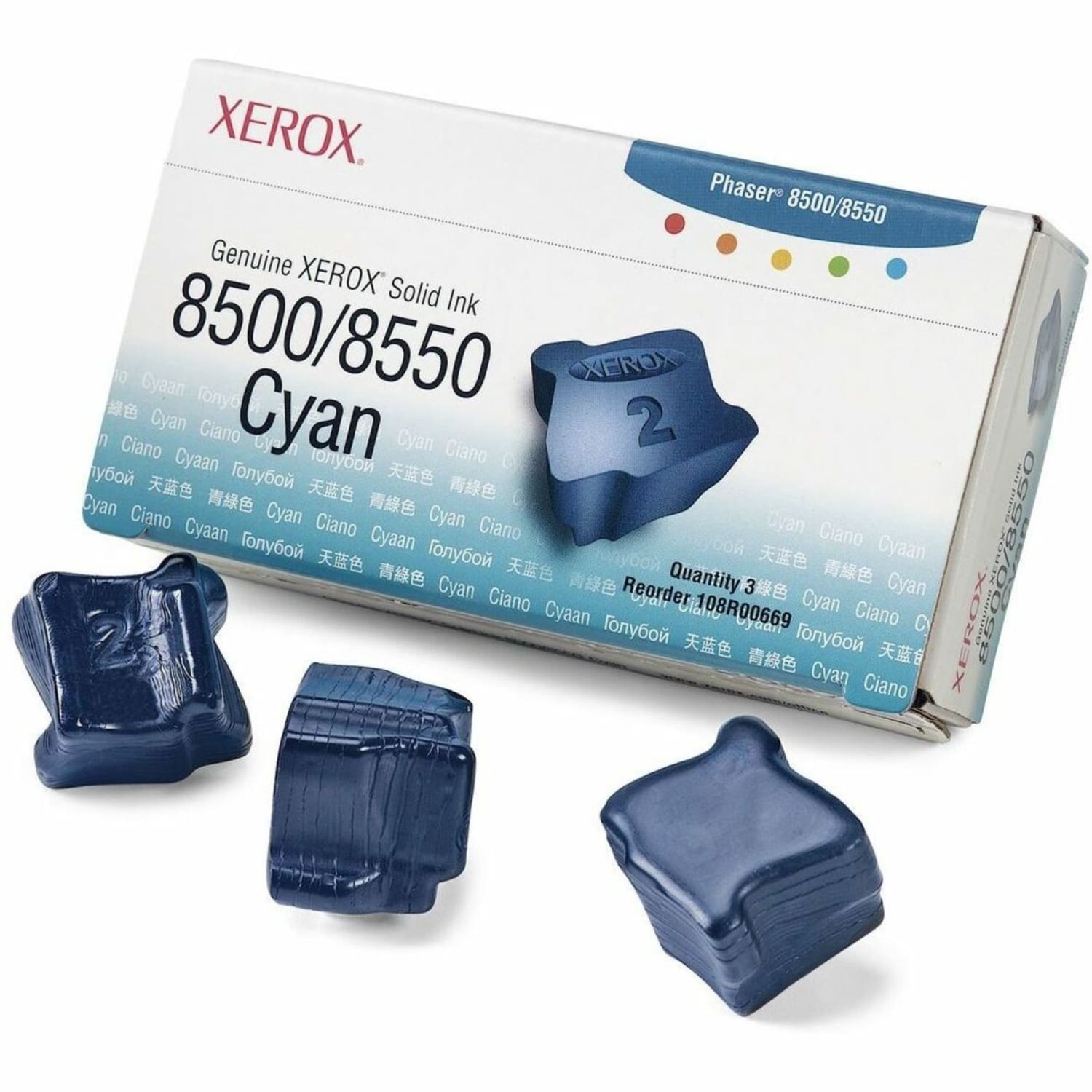 Xerox 8500 Phaser Cyan Solid Ink, Pack Of 3, 108R00669 - Image 3