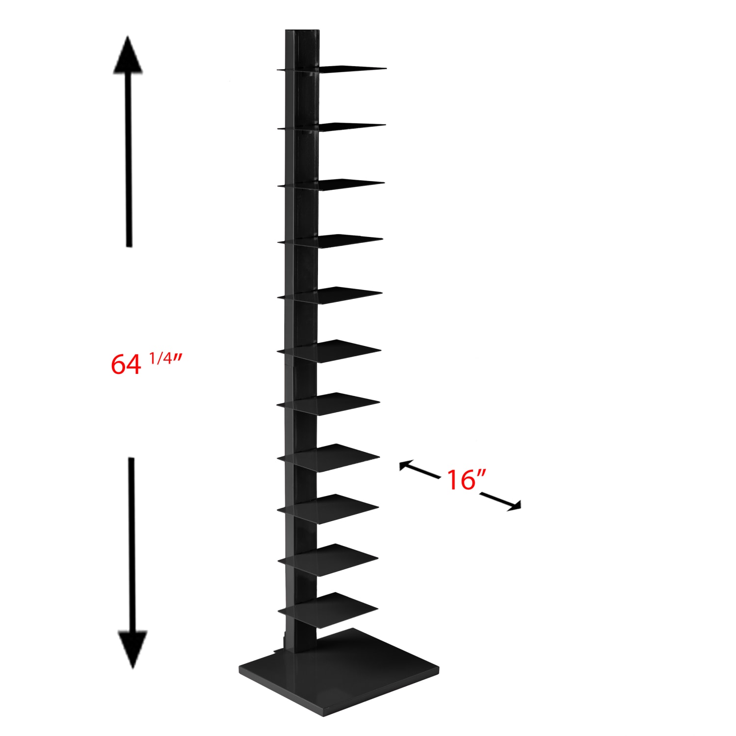 SEI Furniture Spine Tower Shelf, 65 1/4inH x 15 3/4inW x 16inD, Black - Image 4