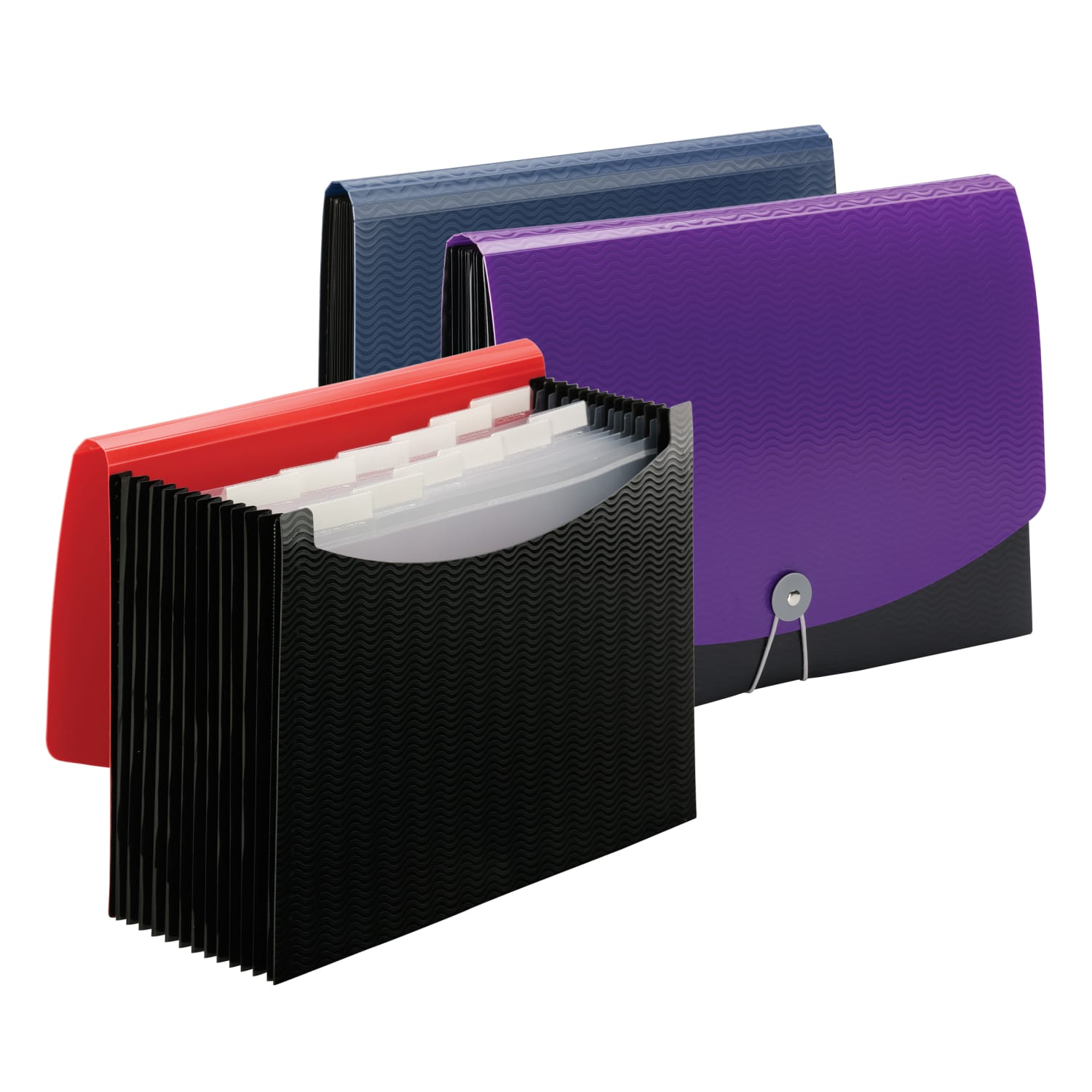 Smead Wave 12-Pocket Poly Expanding File, Letter Size, 8 1/2in x 11in, Purple/Black