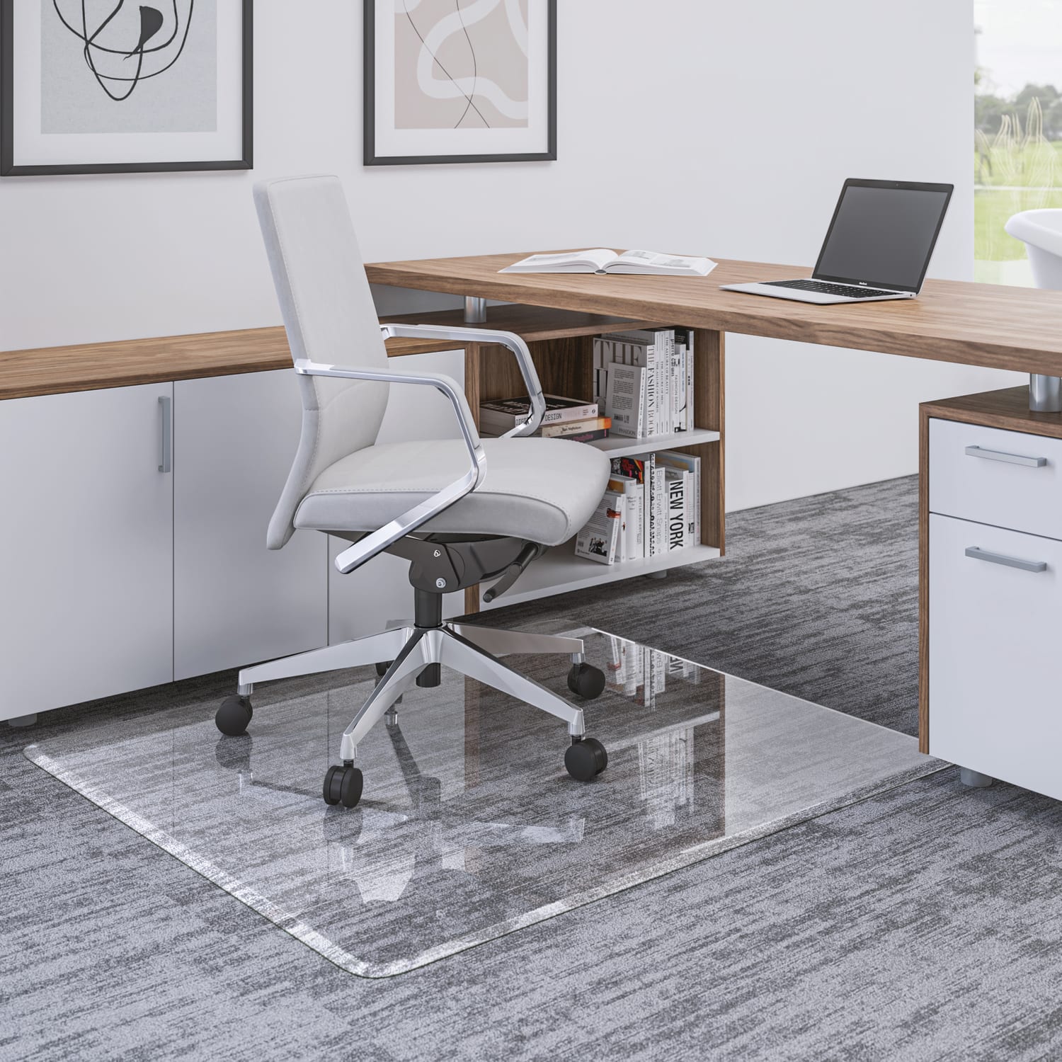 Deflecto Premium Glass Chairmat With Beveled Edge, For All Pile Carpets, 36inW x 46inD - Image 5