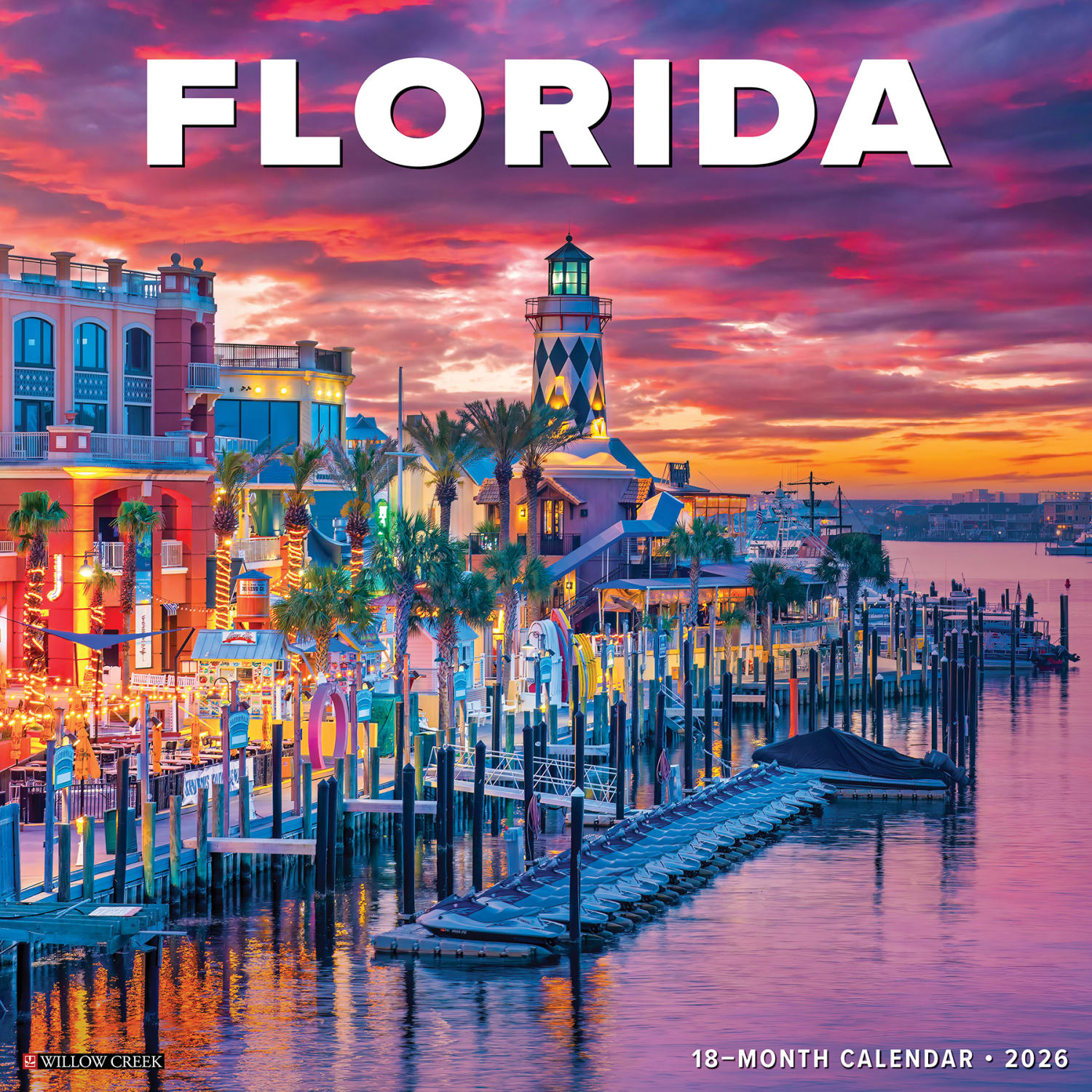 2026 Willow Creek Press Scenic Monthly Wall Calendar, 12in x 12in, Florida, January To December, 51122