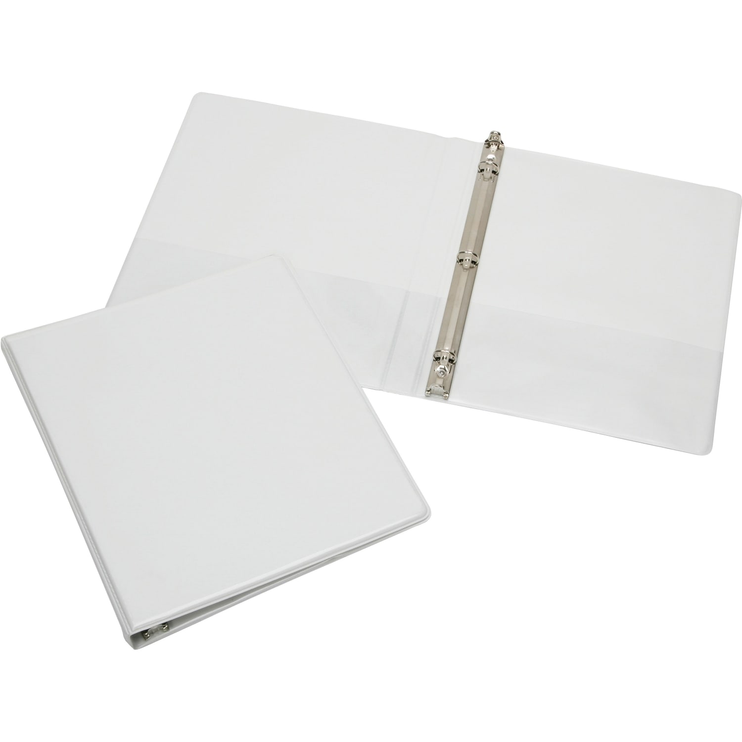 SKILCRAFT Clear Overlay 3-Ring Binder, 1/2in Round Rings, White (AbilityOne 7510-01-510-4859) - Image 3