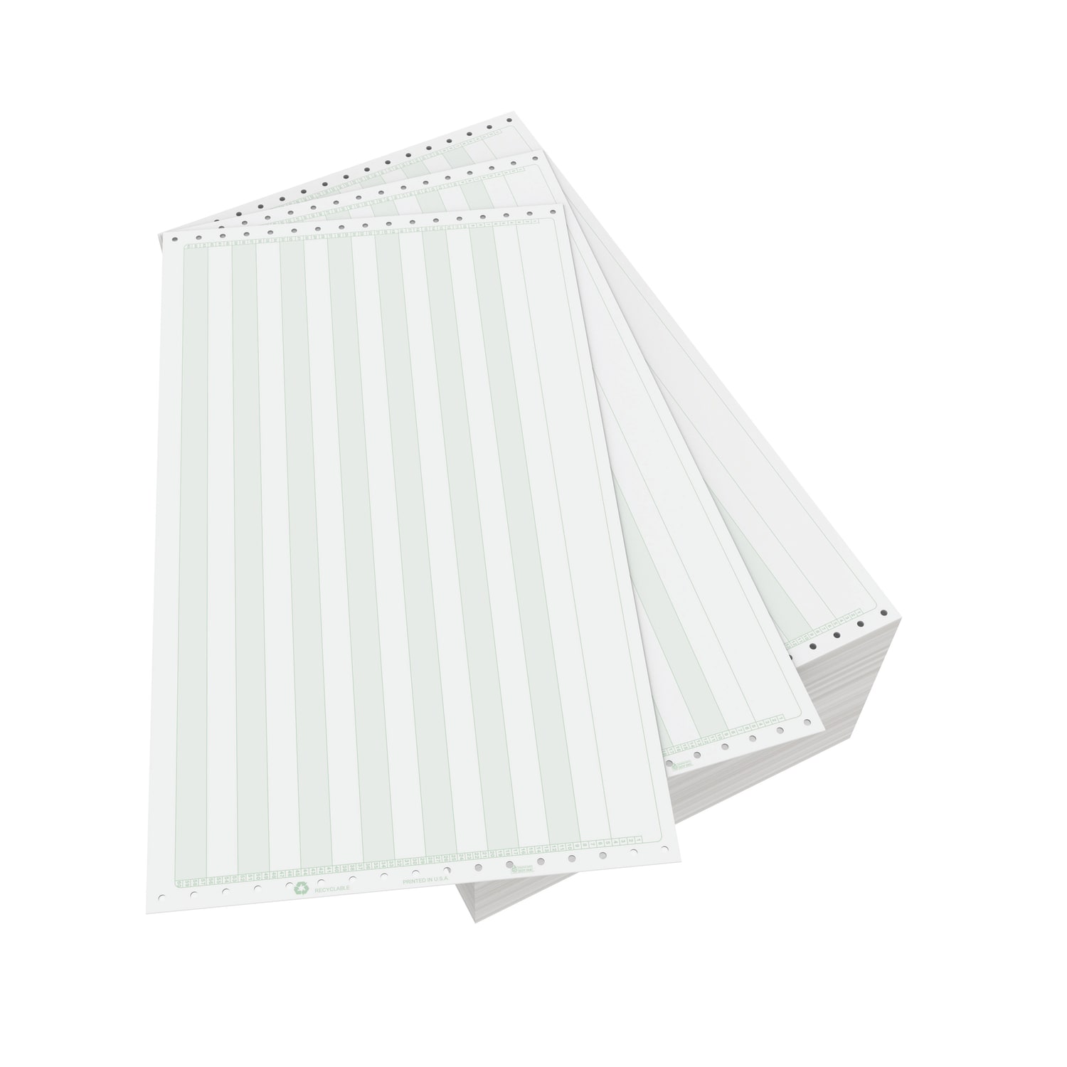 Domtar Continuous Form Paper, Unperforated, 14 7/8in x 8 1/2in, 20 Lb, 1/2in Green Bar, Carton Of 2,700 Forms - Image 4