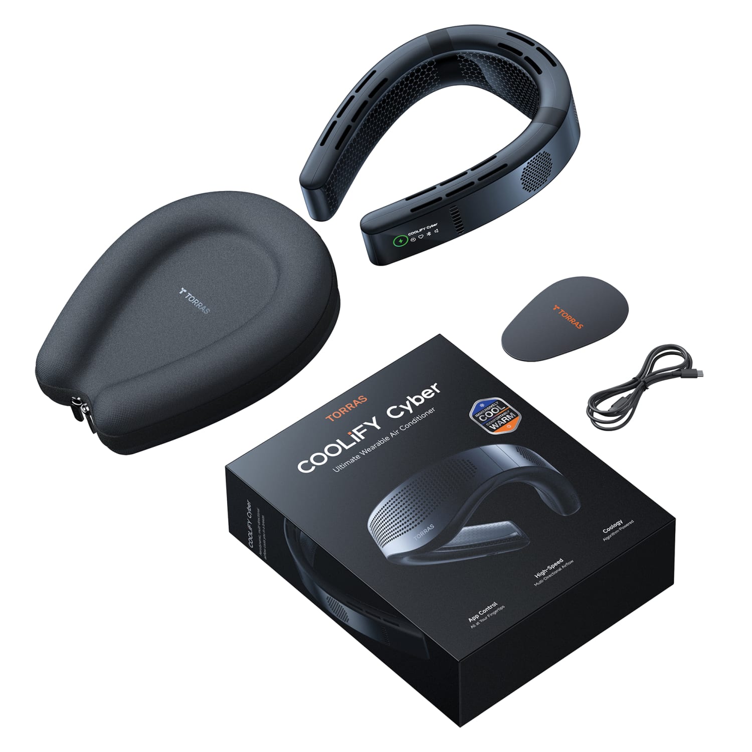 TORRAS COOLiFY Cyber Smart Portable Neck Fan, 3-1/4inH x 6-3/16inW x 8-1/16inD, Black - Image 4