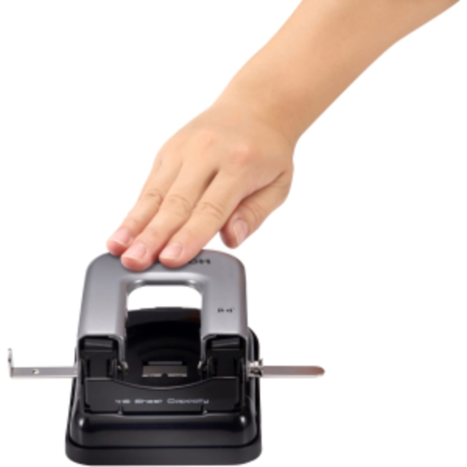 Bostitch EZ Squeeze 40 Two Hole Punch  2 Punch Head(s)  40 Sheet Capacity  9/32in Punch Size  6.5in x 2.8in  Black, Silver - Image 5