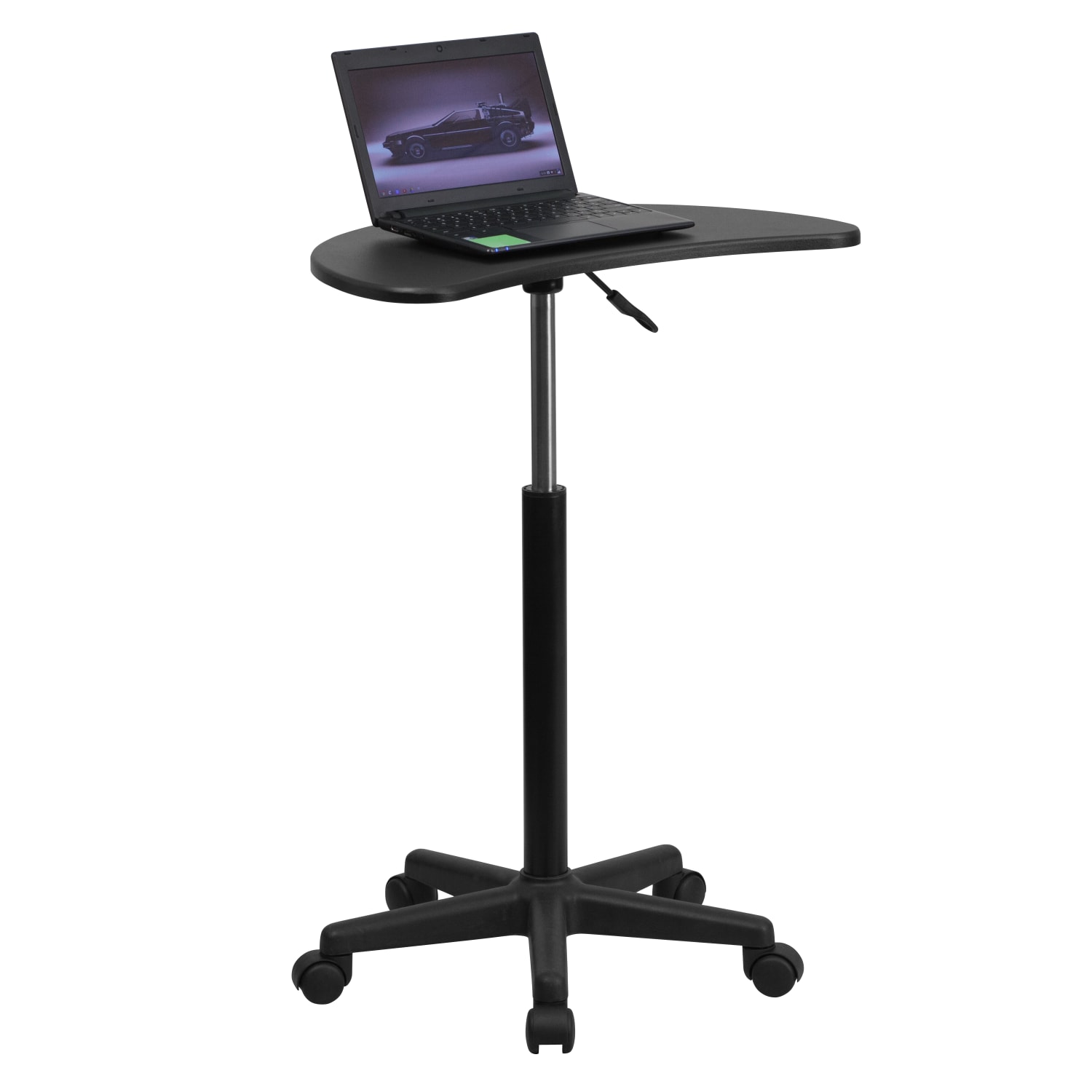 Flash Furniture Height Adjustable Mobile Contemporary Laminate Laptop Desk Workstation, 37-1/2inH x 25inW x 13inD, Black - Image 3