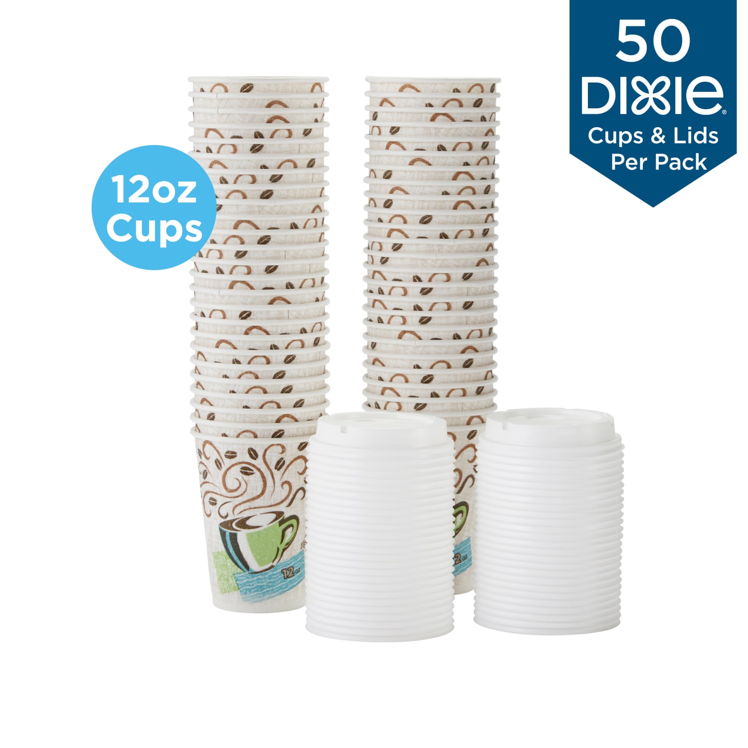 Dixie PerfecTouch Hot Cups And Lids, 12 Oz, Multicolor, Pack Of 50 Cups And Lids - Image 3