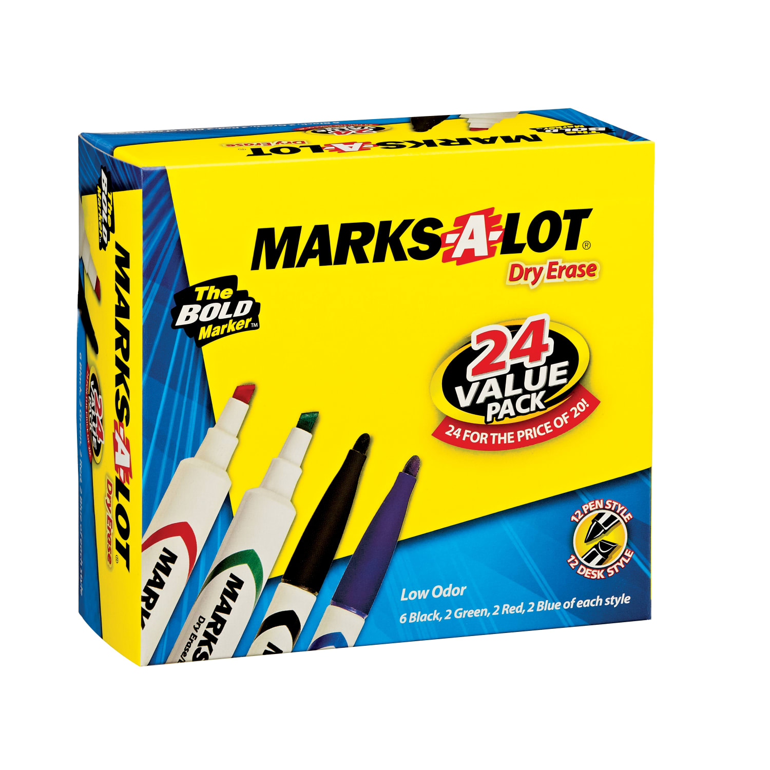Avery Desk/Pen Style Dry Erase Marker Combo Pack - Chisel, Bullet Marker Point Style - Assorted Barrel - 24 / Box
