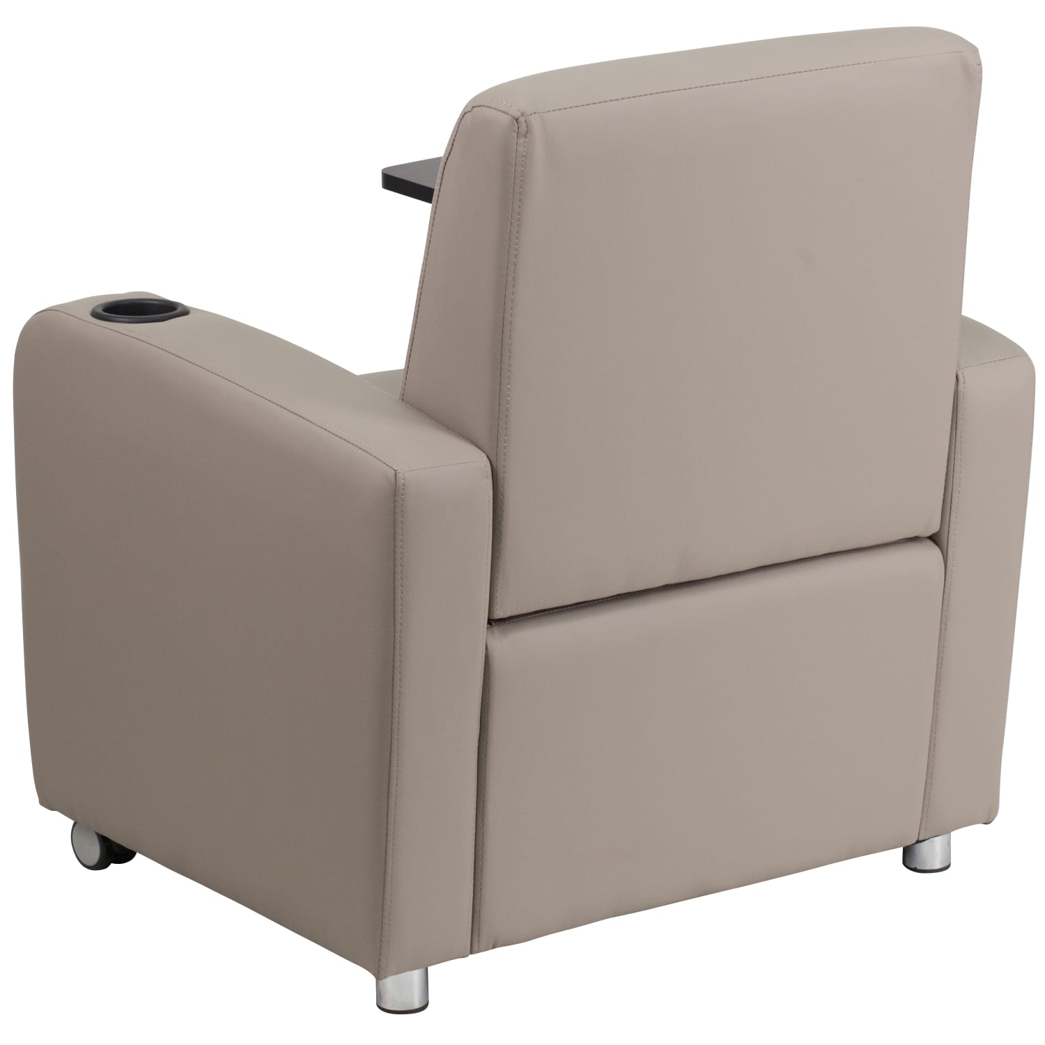 Flash Furniture LeatherSoft Contemporary Tablet-Arm Wheeled Guest Chair, Gray - Image 8