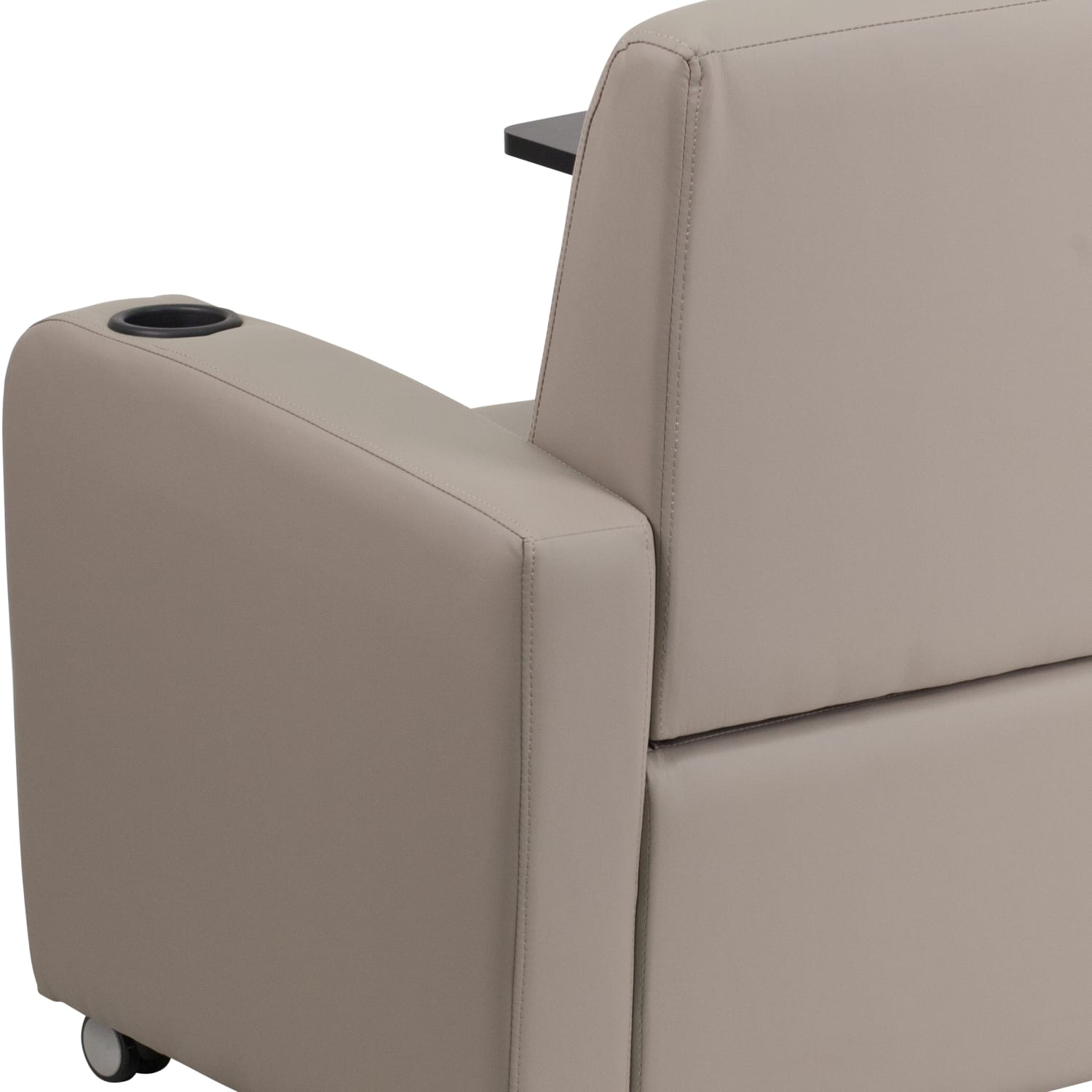 Flash Furniture LeatherSoft Contemporary Tablet-Arm Wheeled Guest Chair, Gray - Image 9