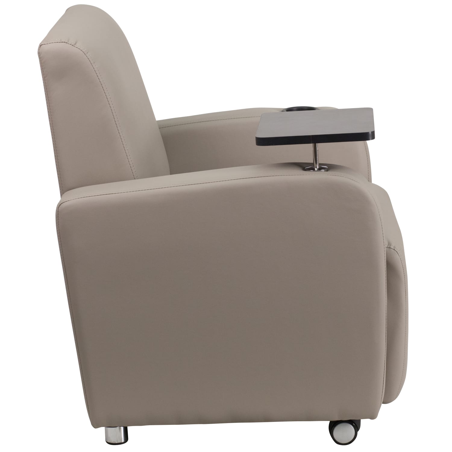 Flash Furniture LeatherSoft Contemporary Tablet-Arm Wheeled Guest Chair, Gray - Image 10