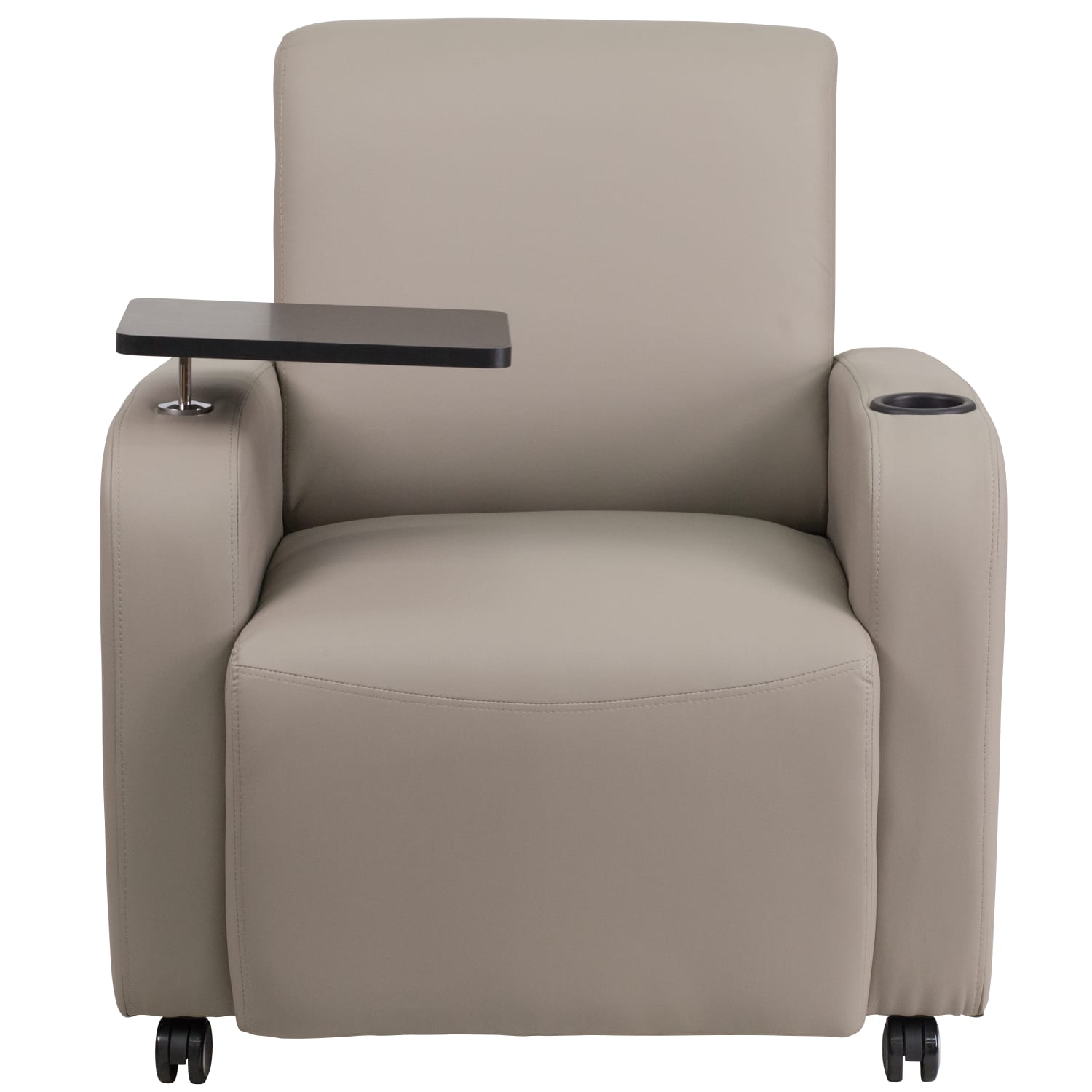Flash Furniture LeatherSoft Contemporary Tablet-Arm Wheeled Guest Chair, Gray - Image 11