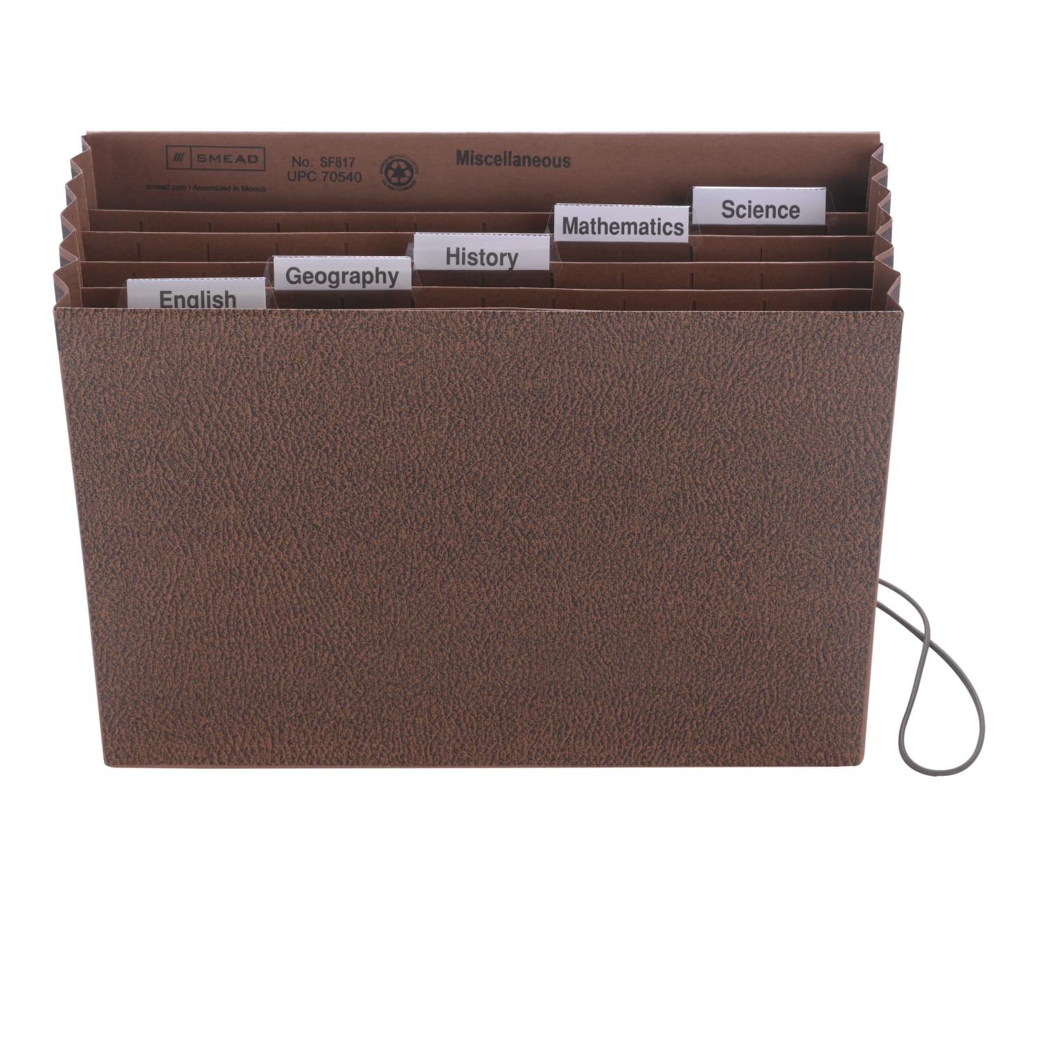 Smead Subject Expanding File, 6 Pocket, 12inx10in, Letter Size, 5 1/4in Expansion, 30% Recycled, Brown