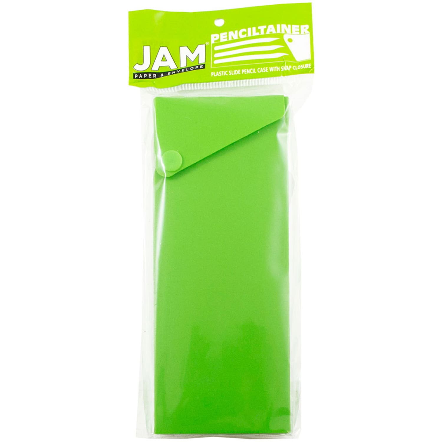 JAM Paper Plastic Slide Pencil Case, 7 3/4inH x 2 3/4inW x 1 1/8inD, Green - Image 5