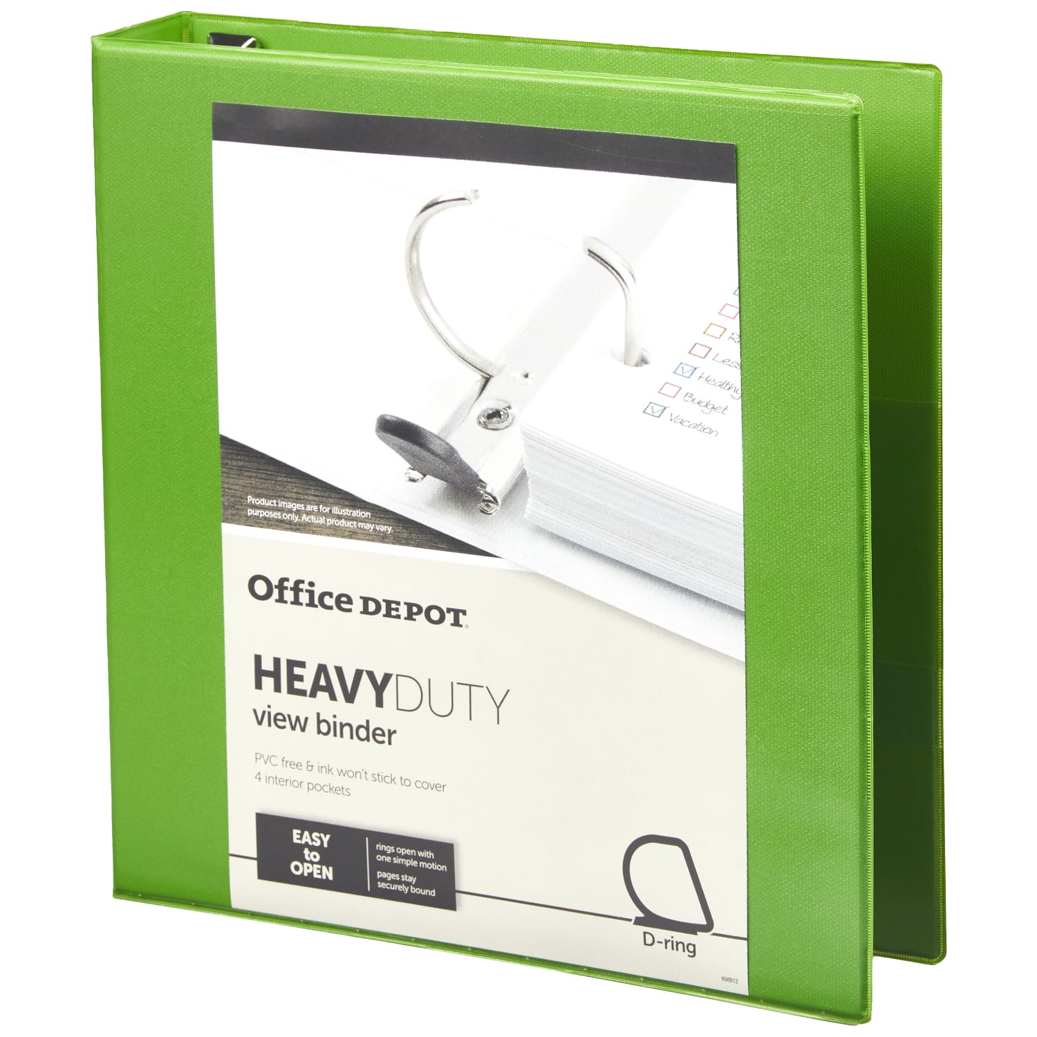 Office Depot Heavy-Duty View 3-Ring Binder, 1 1/2in D-Rings, Army Green - Image 4