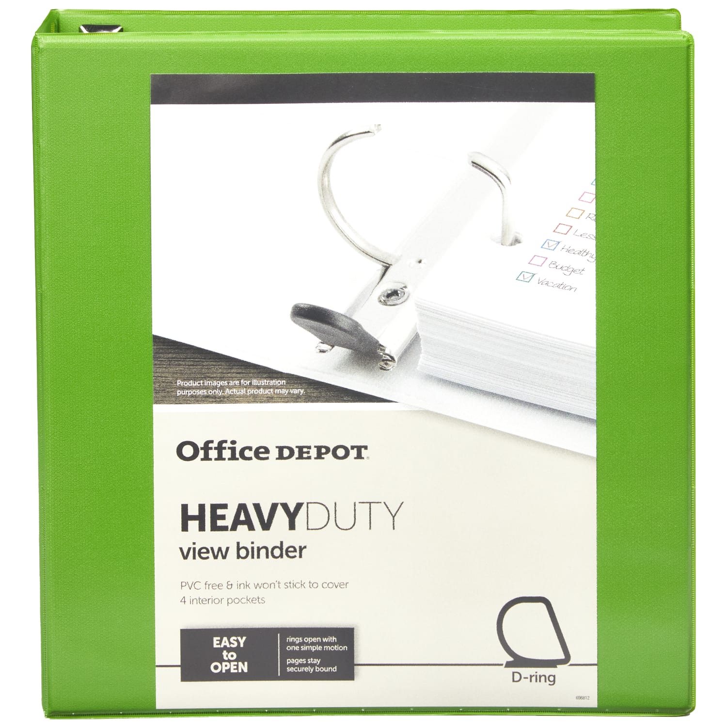 Office Depot Heavy-Duty View 3-Ring Binder, 1 1/2in D-Rings, Army Green - Image 5
