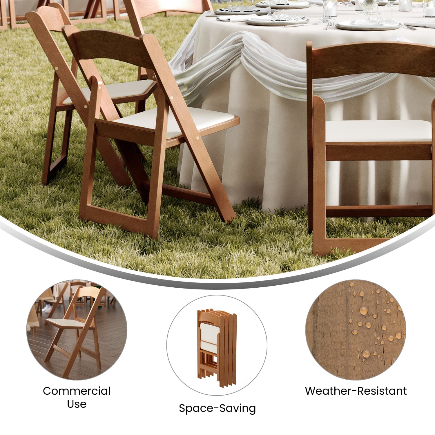 Flash Furniture Hercules Folding Chair - Resin– 8 Pack 800LB Weight Capacity Event Chair, Chestnut - Image 5