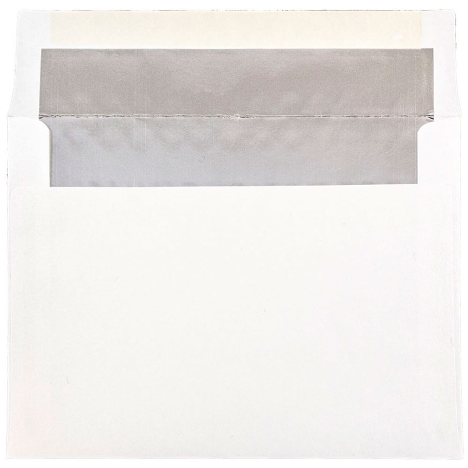 JAM Paper Foil-Lined Booklet Invitation Envelopes, A7, Gummed Seal, Silver/White, Pack Of 25