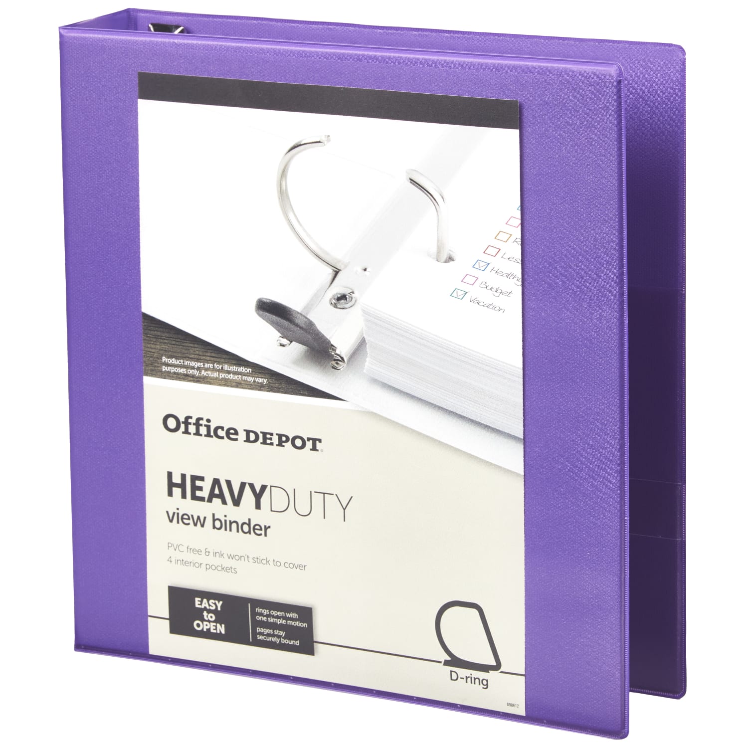 Office Depot Heavy-Duty View 3-Ring Binder, 1 1/2in D-Rings, 49% Recycled, Purple - Image 4