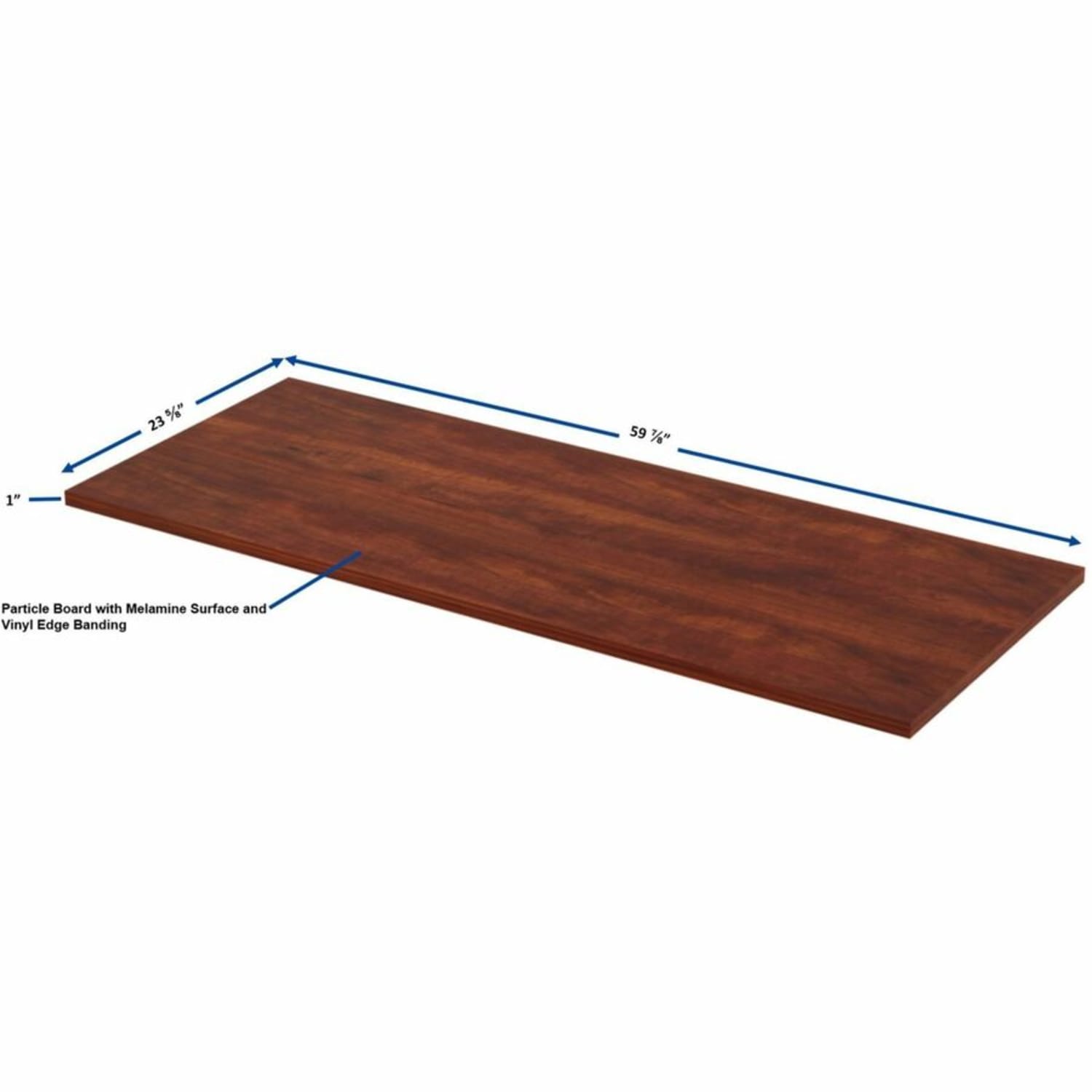 Lorell Quadro Sit-To-Stand Laminate Table Top, 60inW x 24inD, Cherry - Image 5