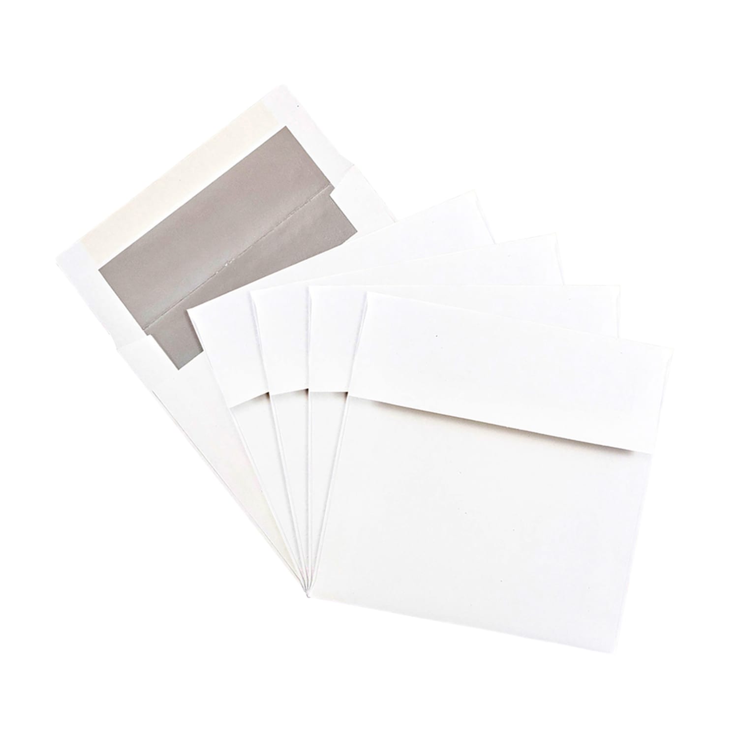 JAM Paper Foil-Lined Invitation Envelopes, 6in x 6in, Gummed Seal, Silver/White, Pack Of 25 - Image 4