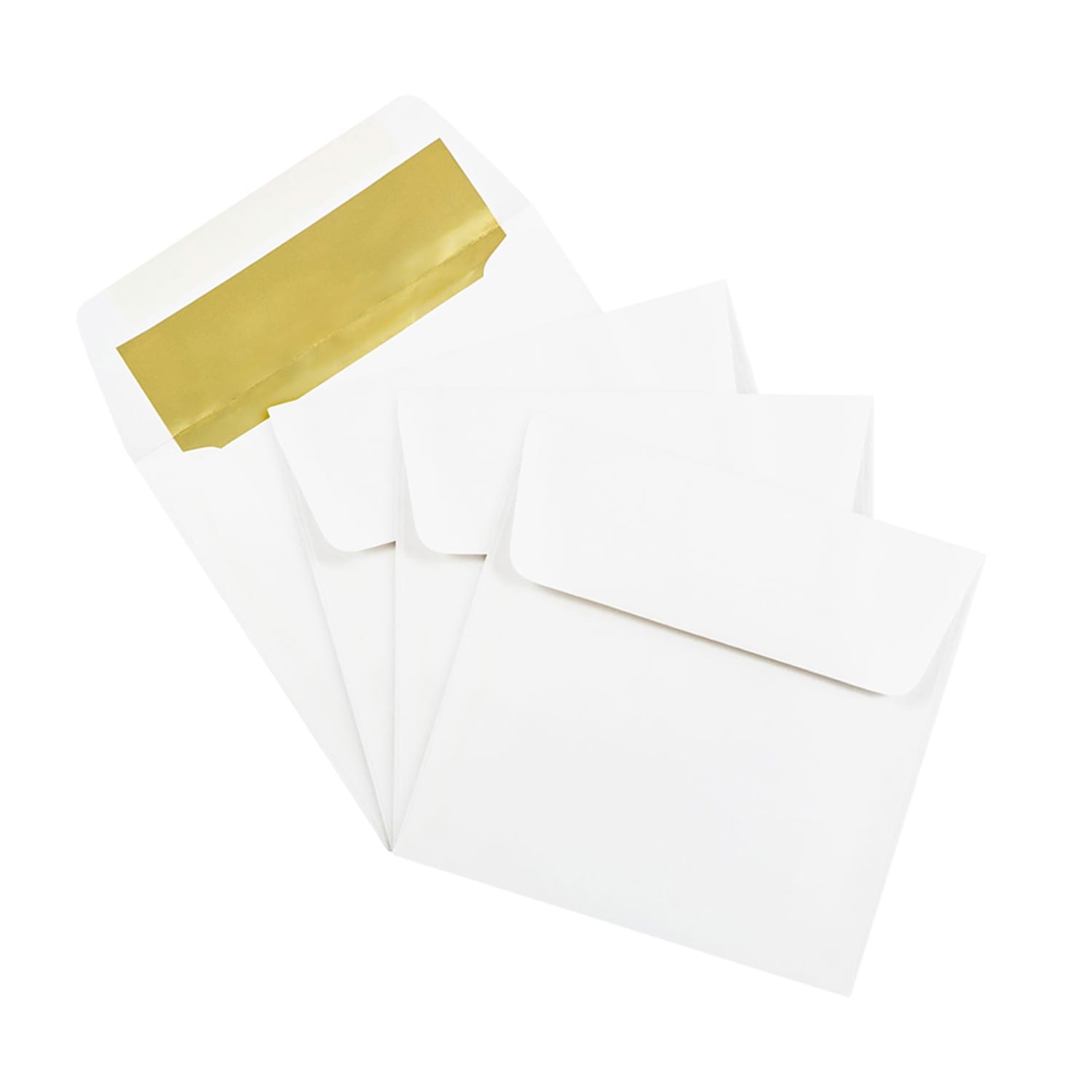 JAM Paper Foil-Lined Invitation Envelopes, 6in x 6in, Gummed Seal, Gold/White, Pack Of 25 - Image 4