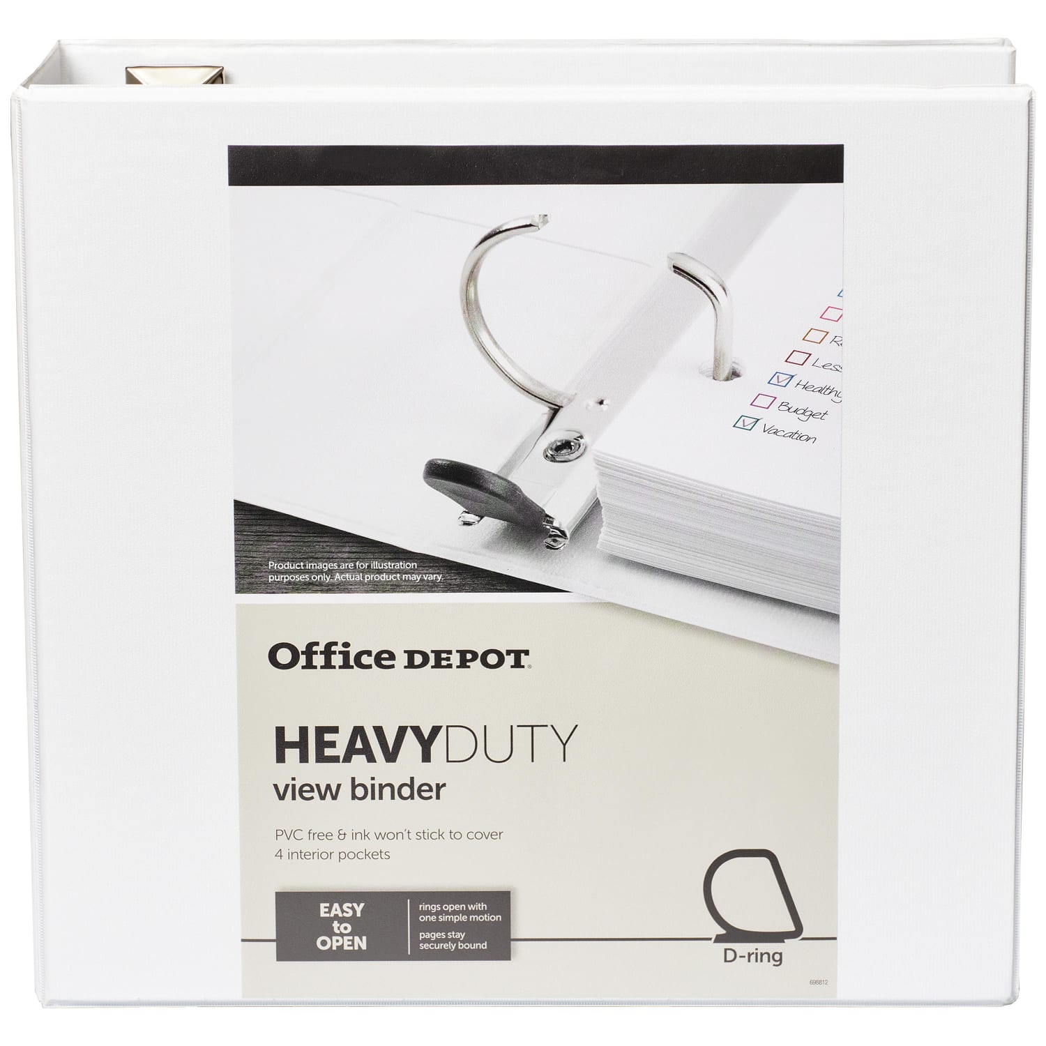 Office Depot Brand Heavy-Duty View 3-Ring Binder, 4in D-Rings, 49% Recycled, White - Image 4