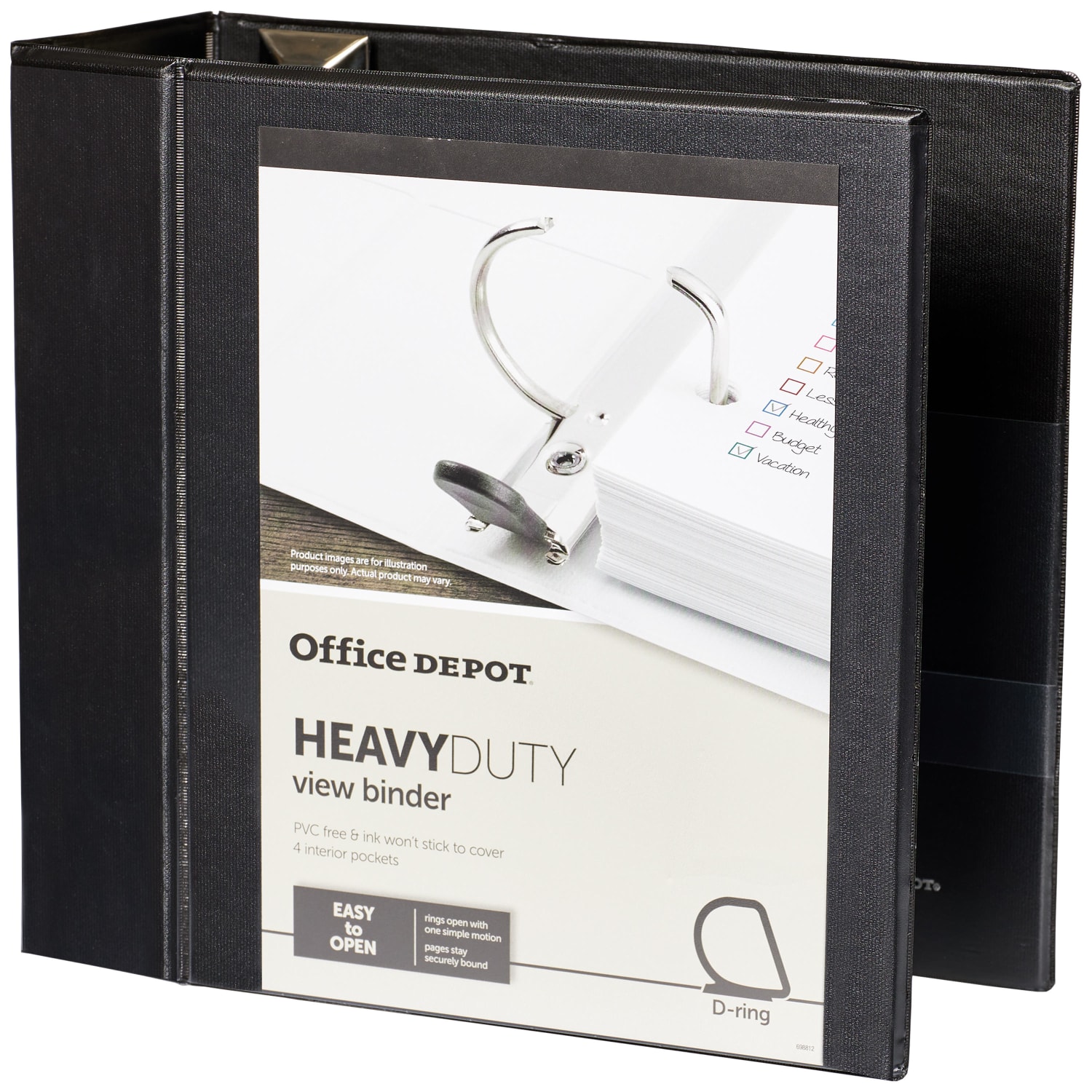 Office Depot Brand Heavy-Duty View 3-Ring Binder, 5in D-Rings, Black - Image 4