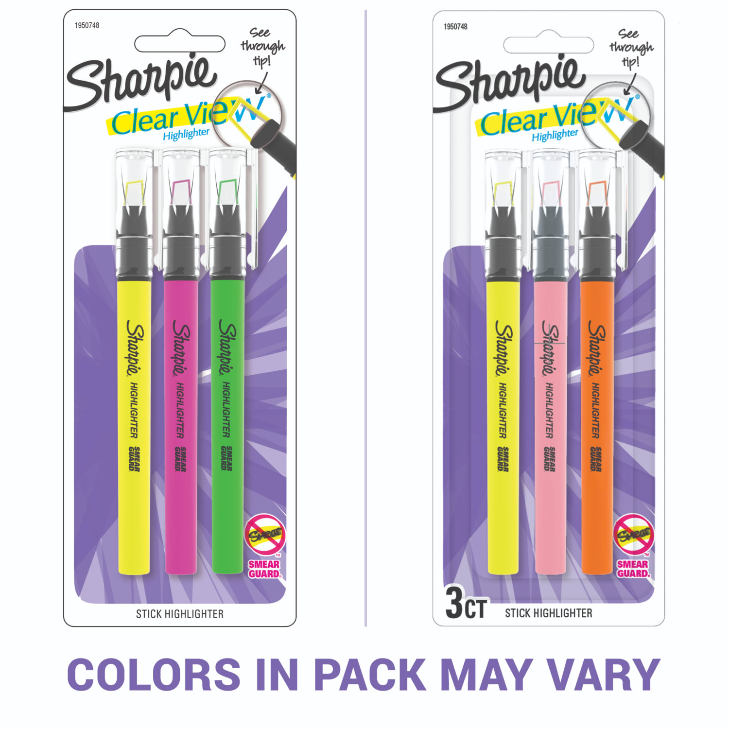 Sharpie Clear View Highlighter Stick, Chisel Point, Assorted Colors, Pack Of 3 - Image 3