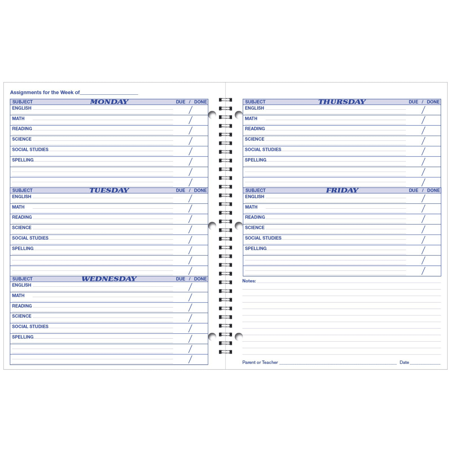 Pukka Pads WARD Student Assignment Book, Weekly, 8 1/2in x 11in, 40 Weeks, Pack Of 3 - Image 4