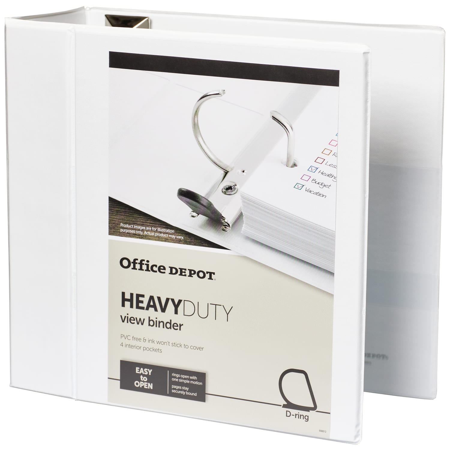 Office Depot Brand Heavy-Duty View 3-Ring Binder, 5in D-Rings, 49% Recycled, White - Image 5