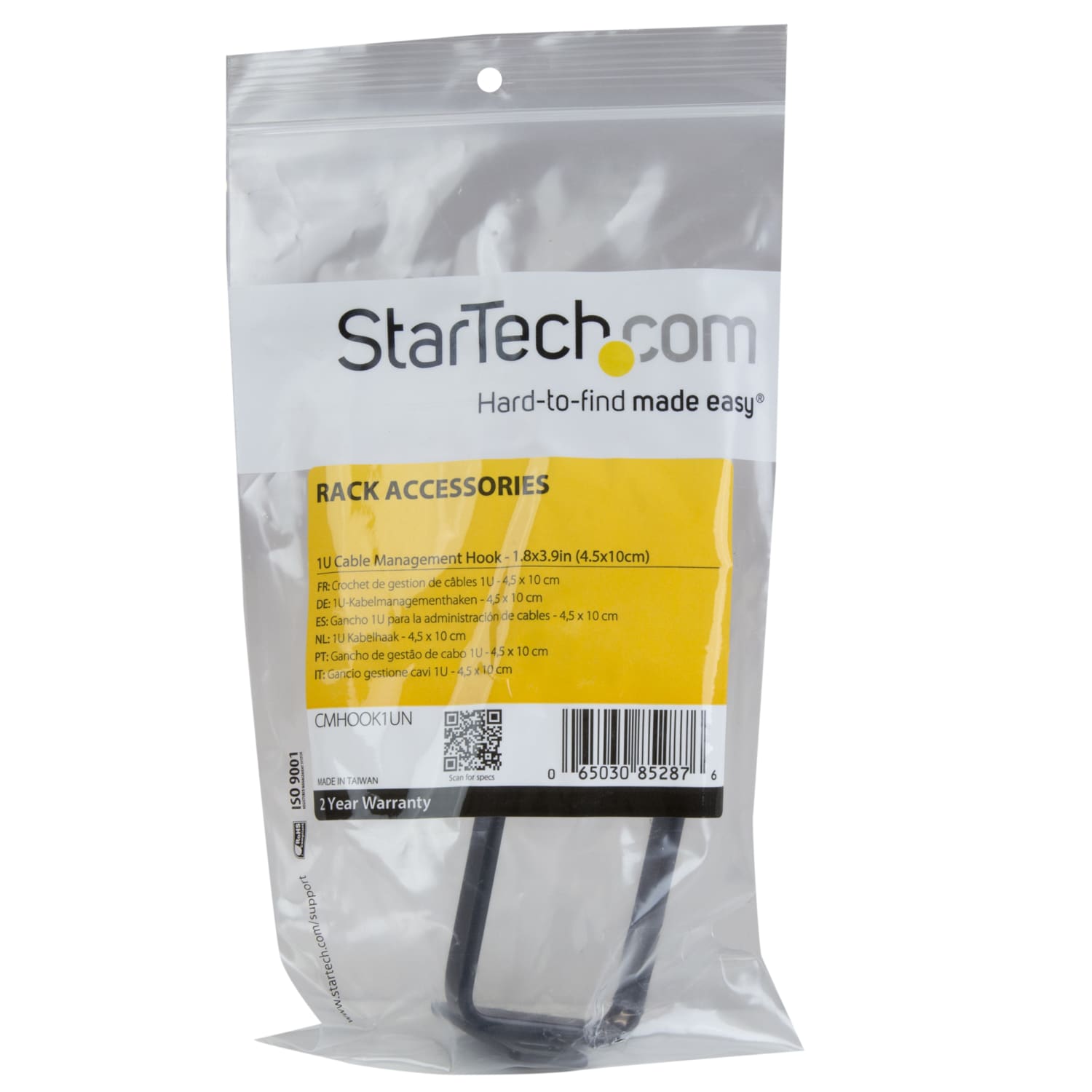 StarTech.com 1U Vertical Server Rack Cable Management D-Ring Hook - 1.8x3.9in (4.5x10cm) - Image 5
