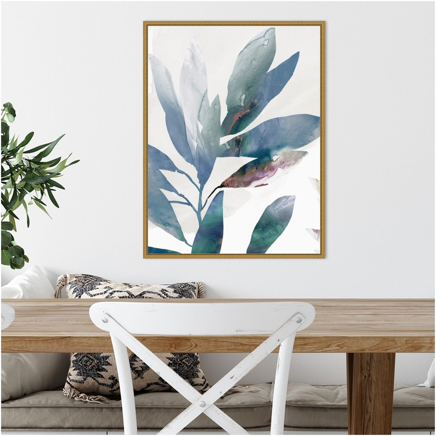 Amanti Art Indigo Sprig I by Isabelle Z Framed Canvas Wall Art Print, 18in x 24in, Gold - Image 3