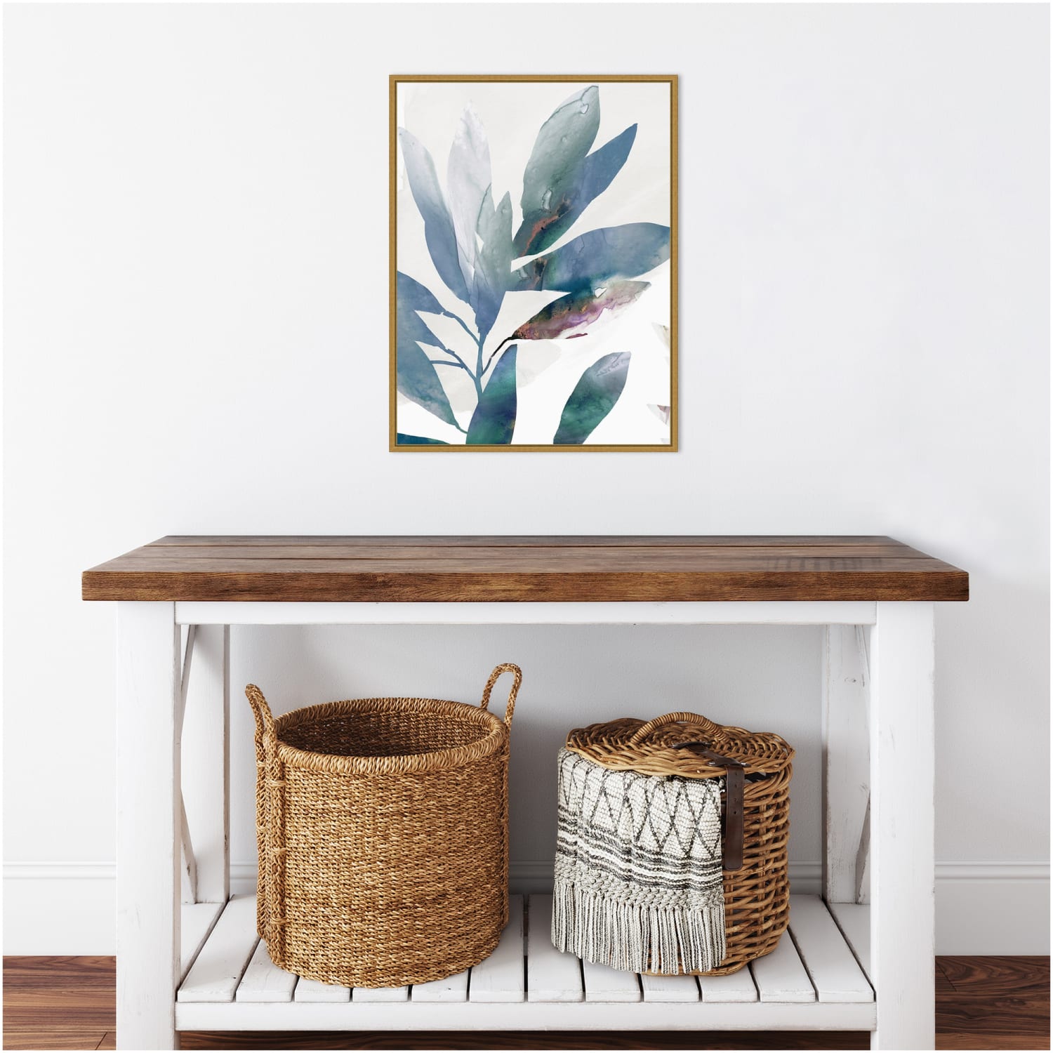 Amanti Art Indigo Sprig I by Isabelle Z Framed Canvas Wall Art Print, 18in x 24in, Gold - Image 6