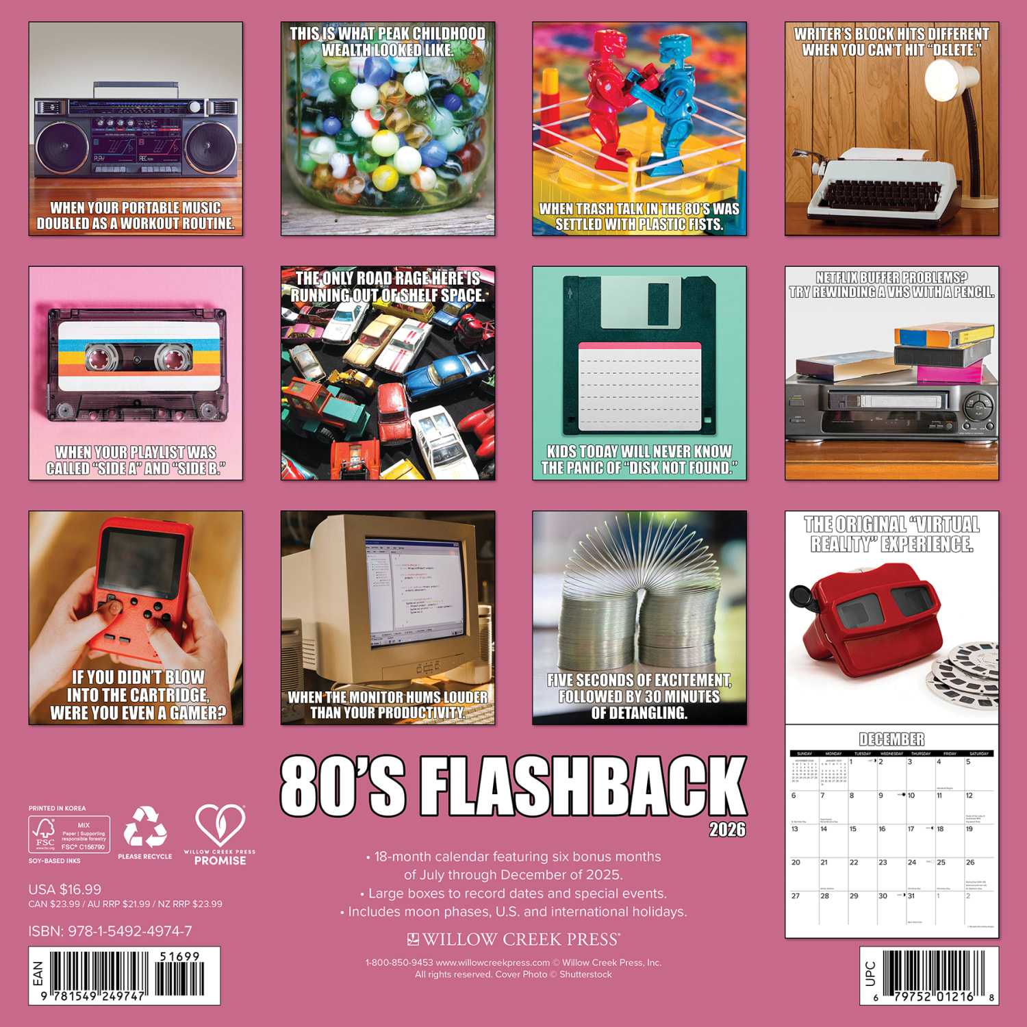 2026 Willow Creek Press Art & Design Monthly Wall Calendar, 12in x 12in, 80s Flashback, January To December, 49747 - Image 6