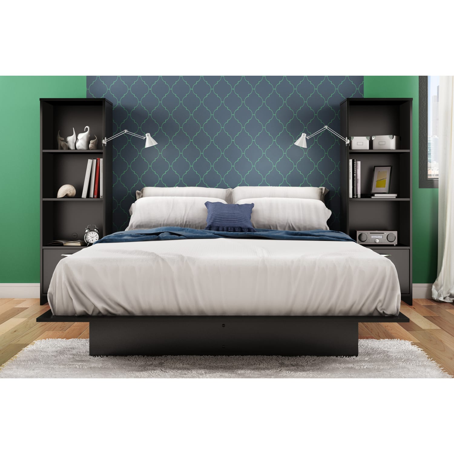 South Shore Step One 55inH 3-Shelf Bookcase, Pure Black - Image 4