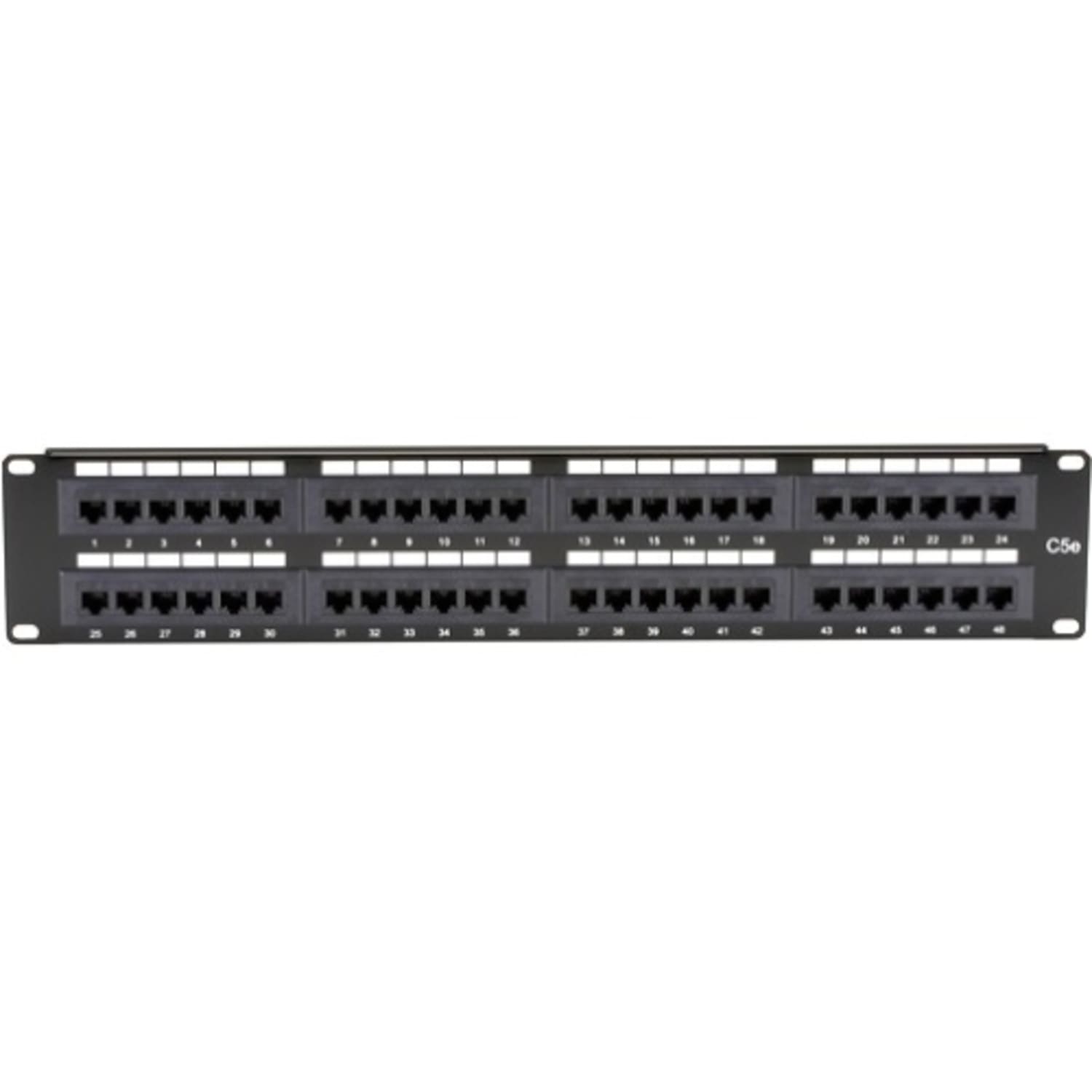 Black Box CAT5e Patch Panel, Punchdown - 2U, Unshielded, 48-Port - 48 x RJ-45 - 48 Port(s) - 48 x RJ-45 - 48 x RJ-11 - 2U High - 19in Wide - Image 3